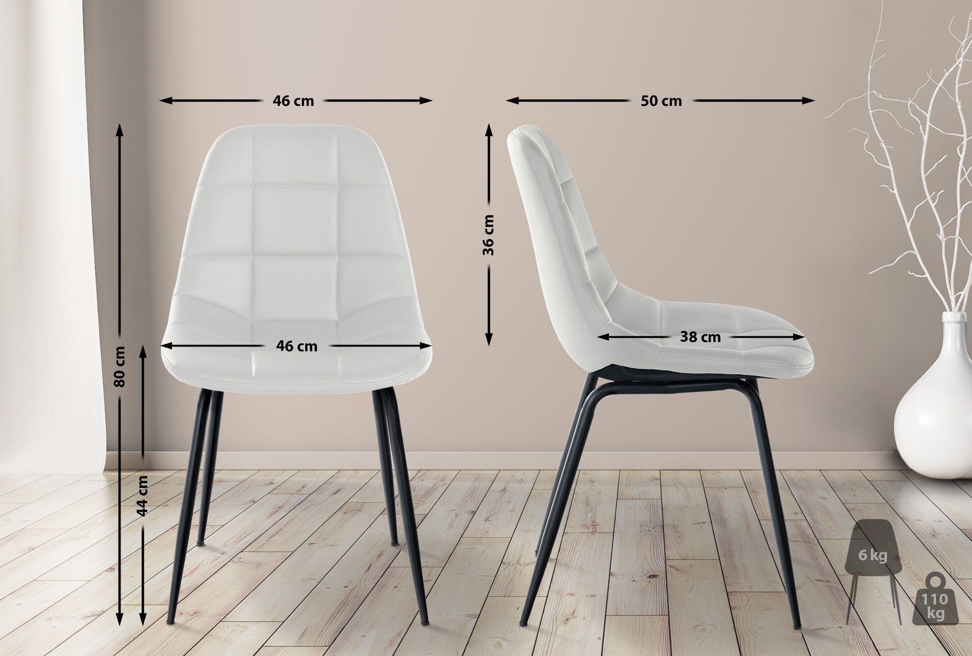 2er Set Stuhl Tom weiß Kunstleder