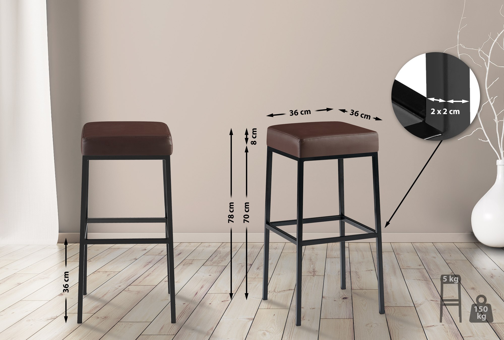 2er Set Barhocker Montreal Kunstlederbezug