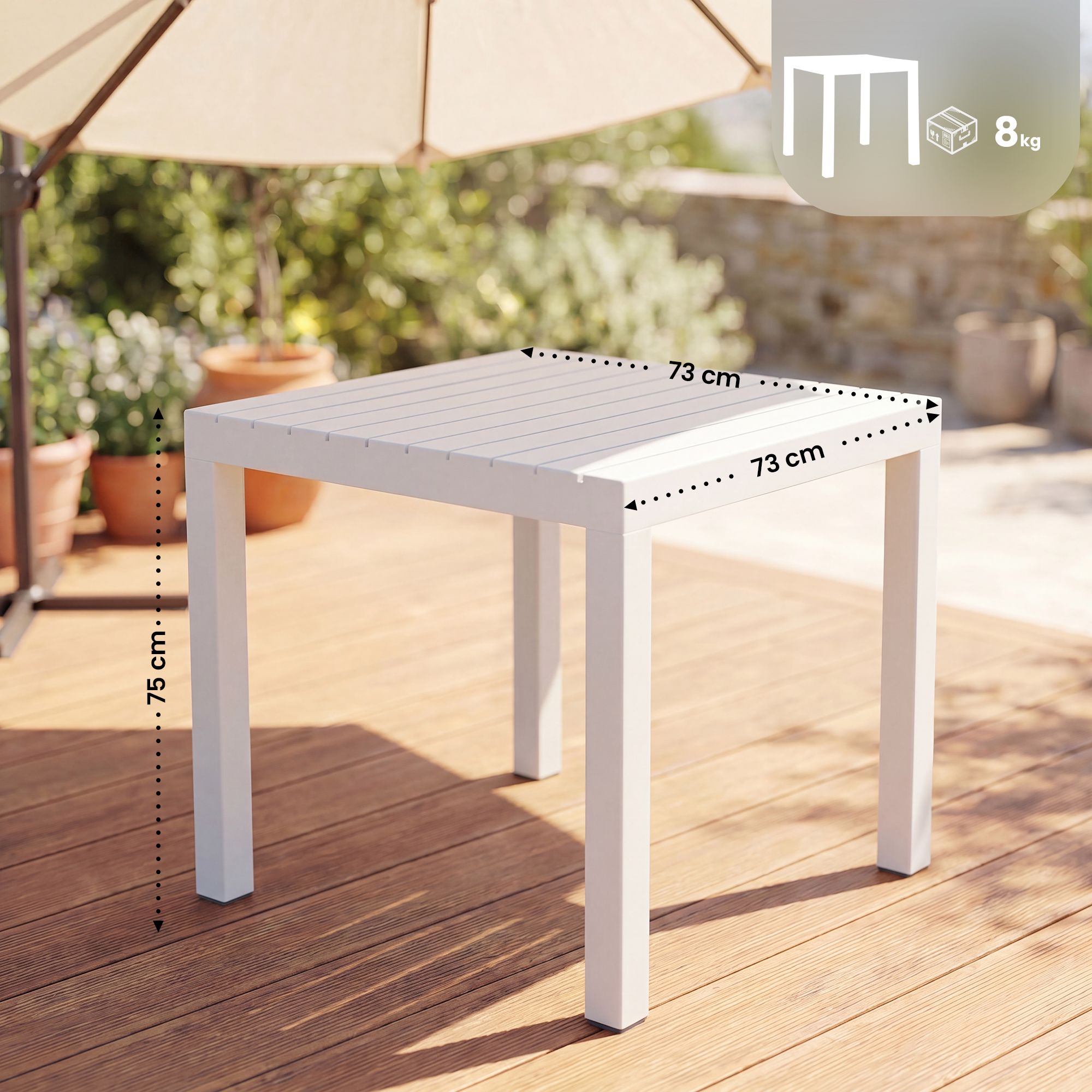 Gartentisch Kato 73 x 73 cm weiß