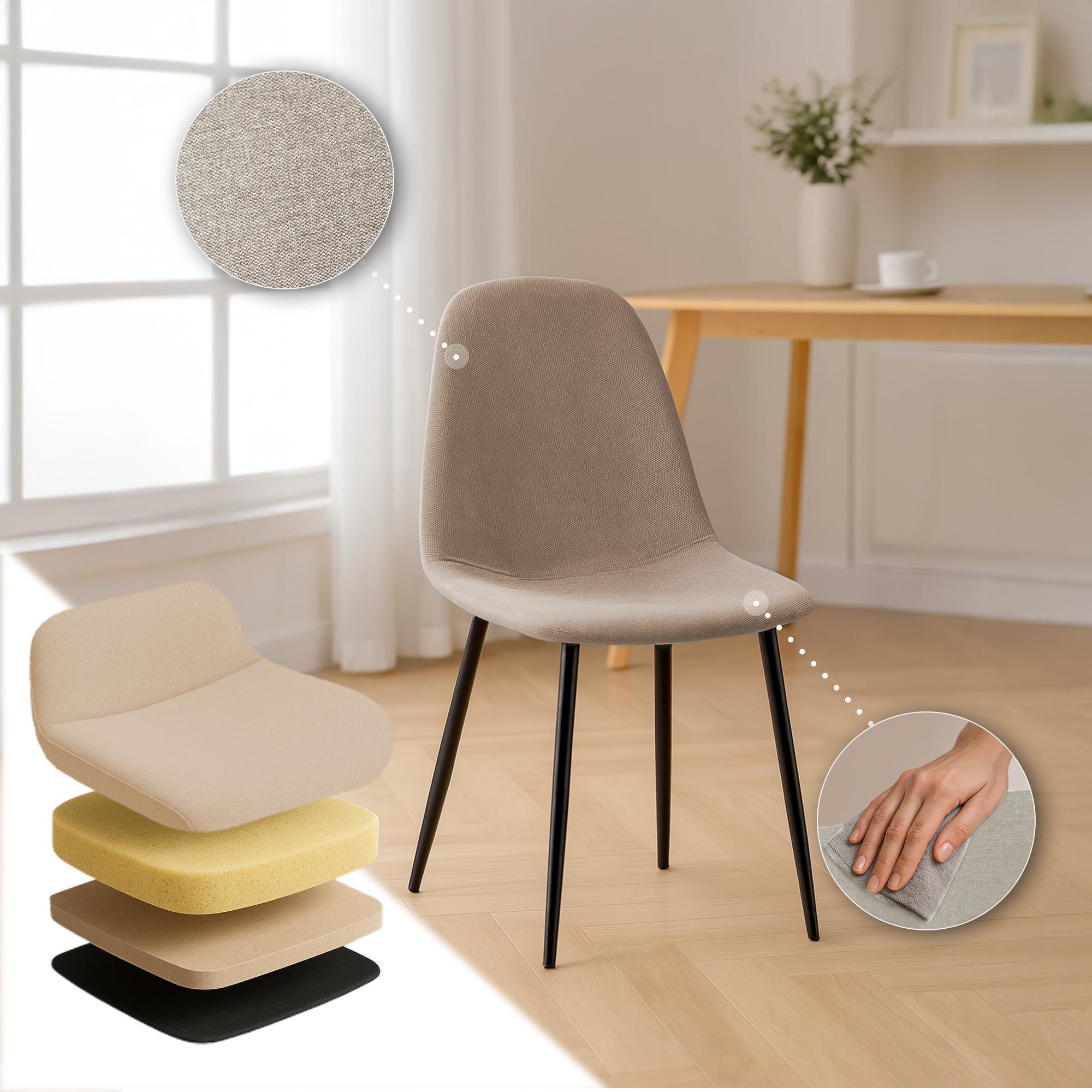 4er Set Esszimmerstühle Napier creme Stoff