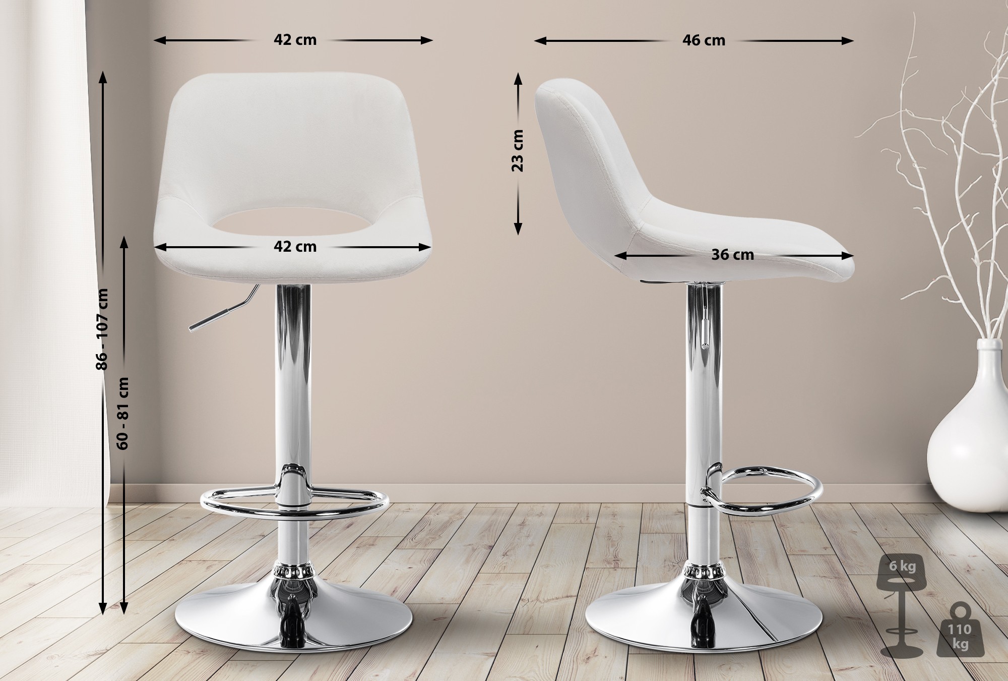 2er Set Barhocker Camden Samt