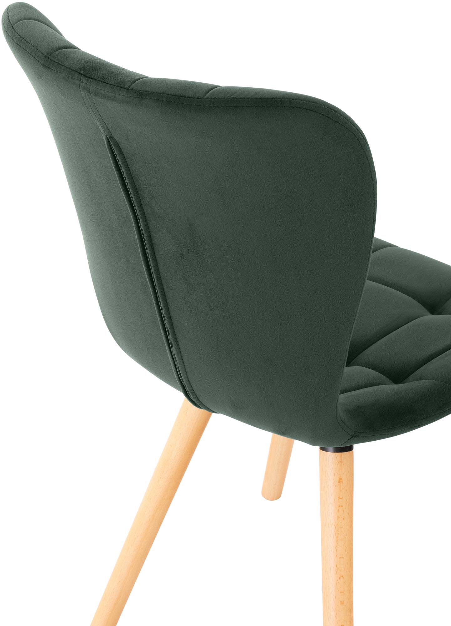 2er Set Esszimmerstuhl Elda grün Samt