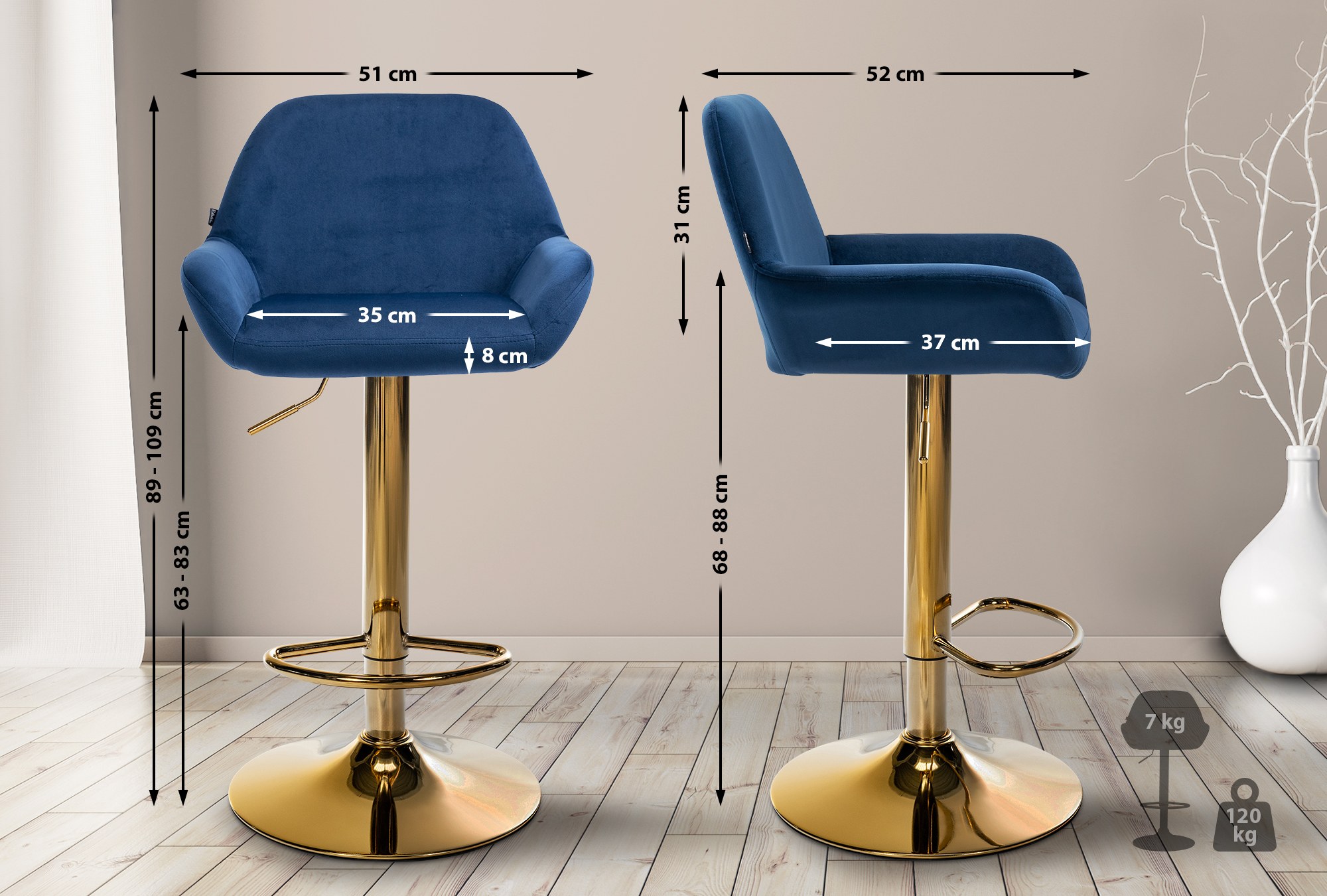 Barhocker Braga Gold Samt