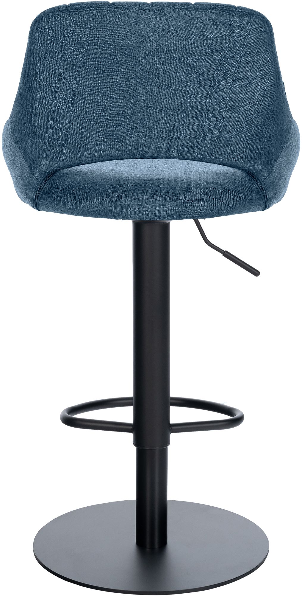 Barhocker Milet Schwarz mit extra schwerem Standfuß blau Stoff