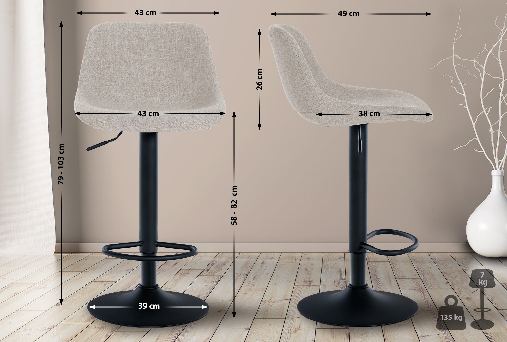 2er Set Barhocker Loft