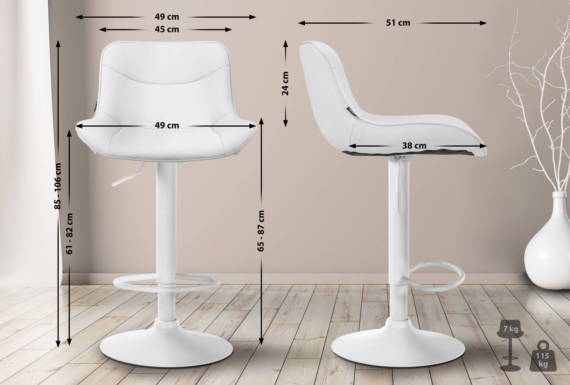 2er Set Barhocker Vonore Kunstleder