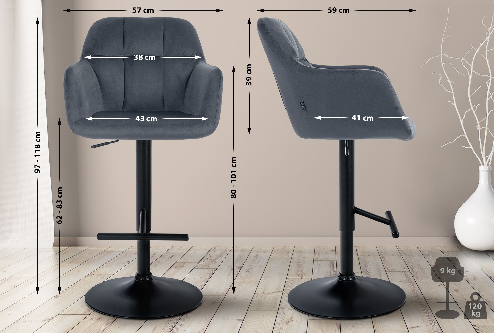 Barhocker Natoma Samt