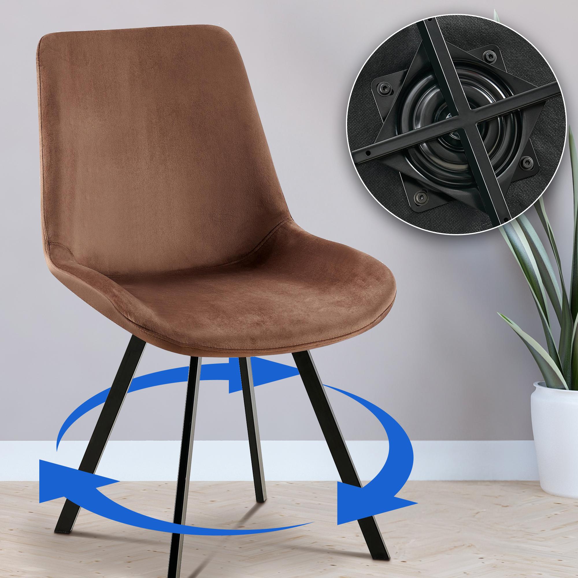 2er Set Esszimmerstuhl Lewes Samt braun