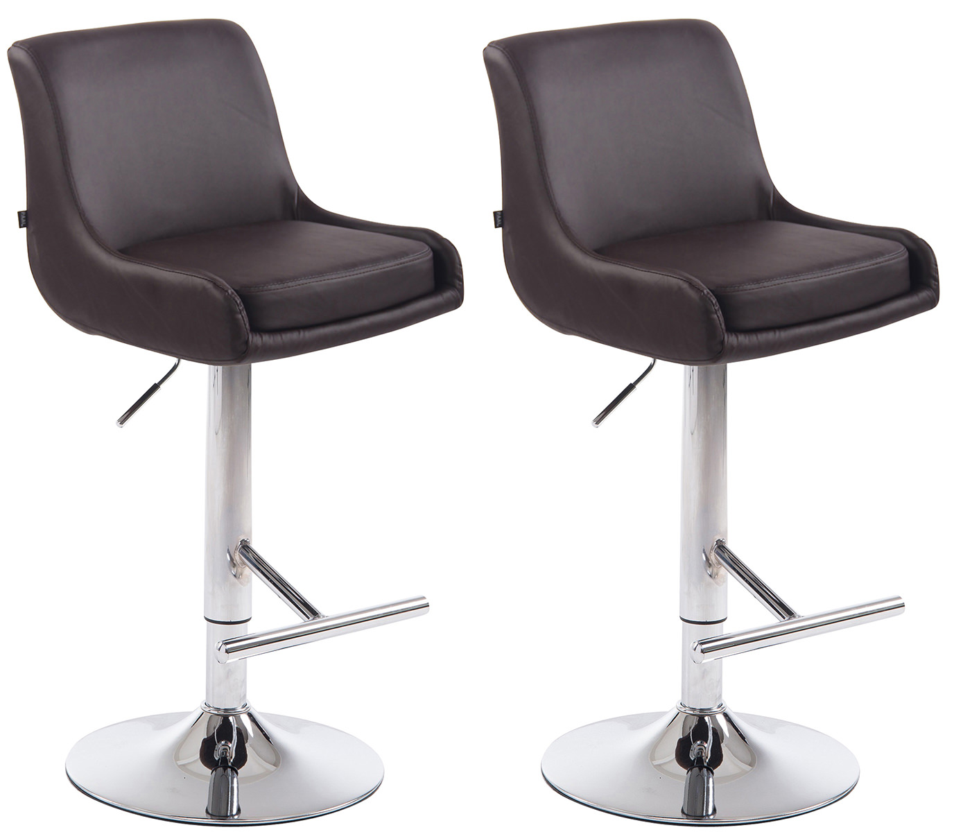 2er Set Barhocker Club Kunstleder braun chrom