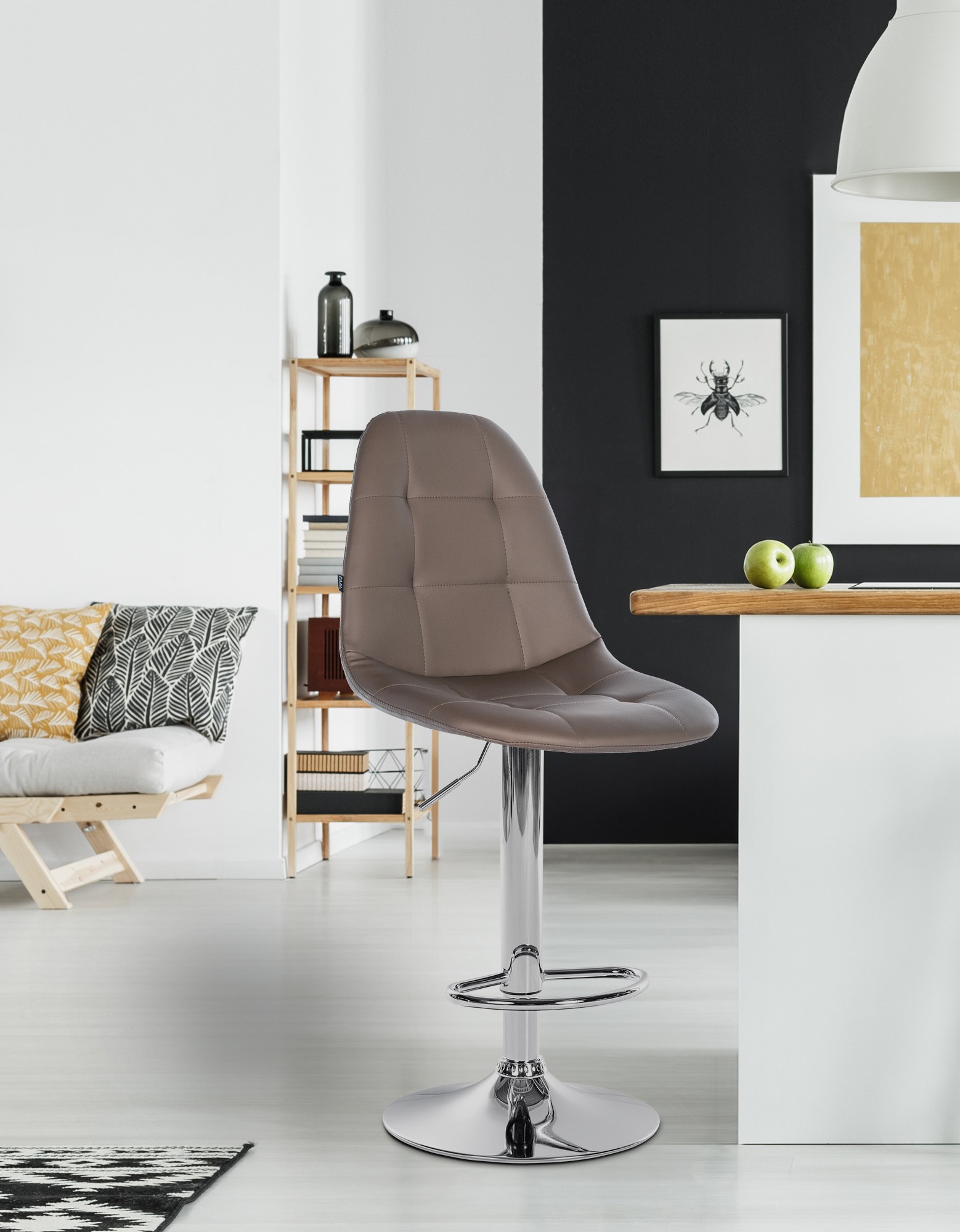Barhocker Elmore Kunstleder Metall in Chromoptik braun