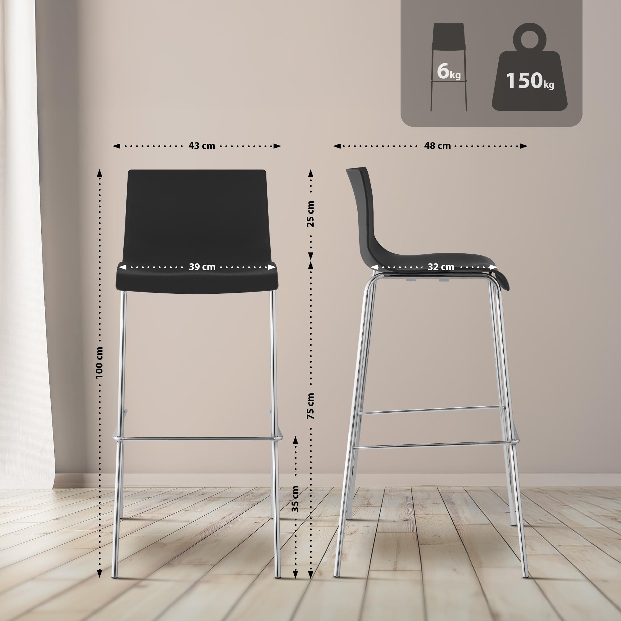 Barhocker Hover Kunststoff 4-Fuß Gestell