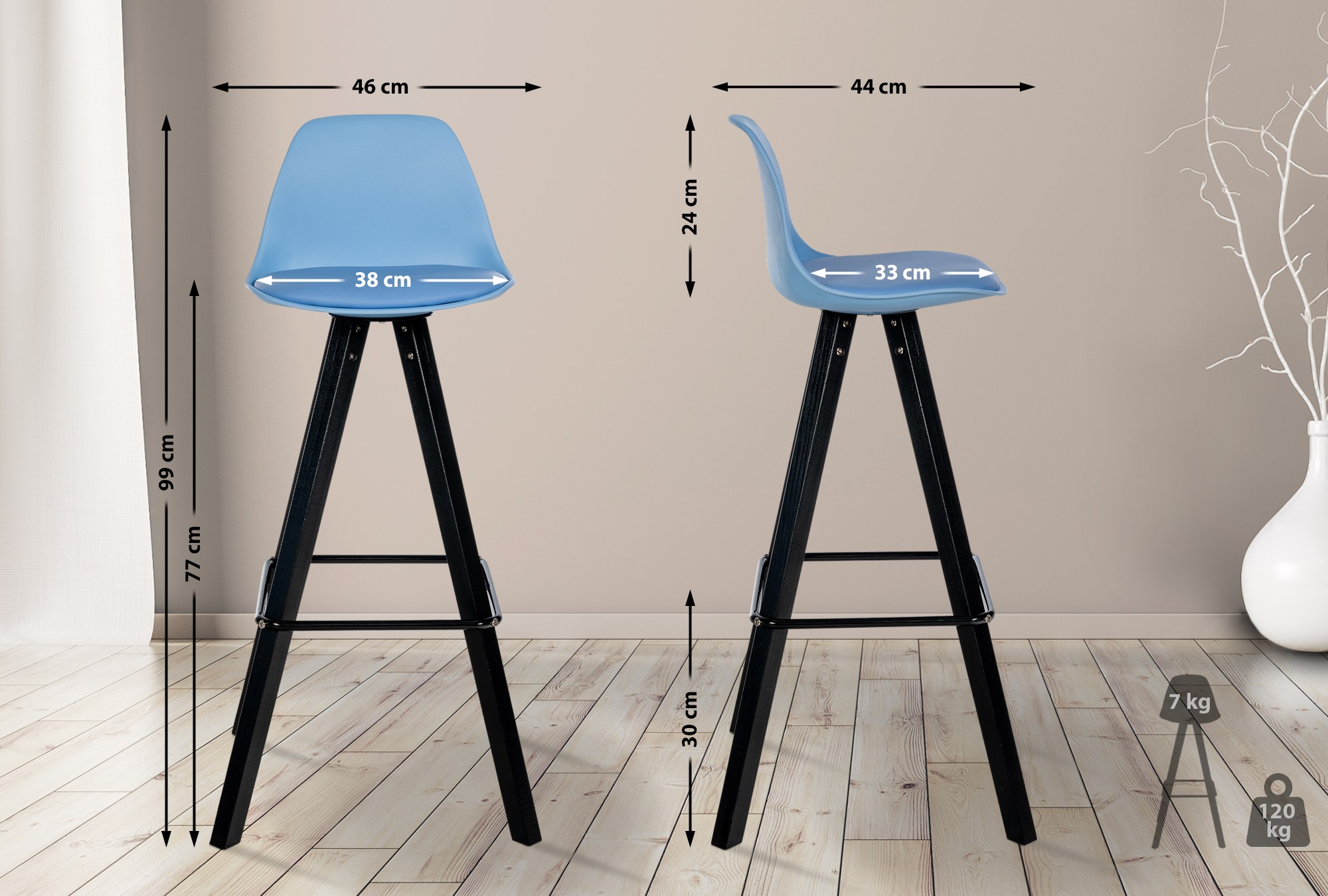 Barhocker Corbin Kunstleder Square blau schwarz