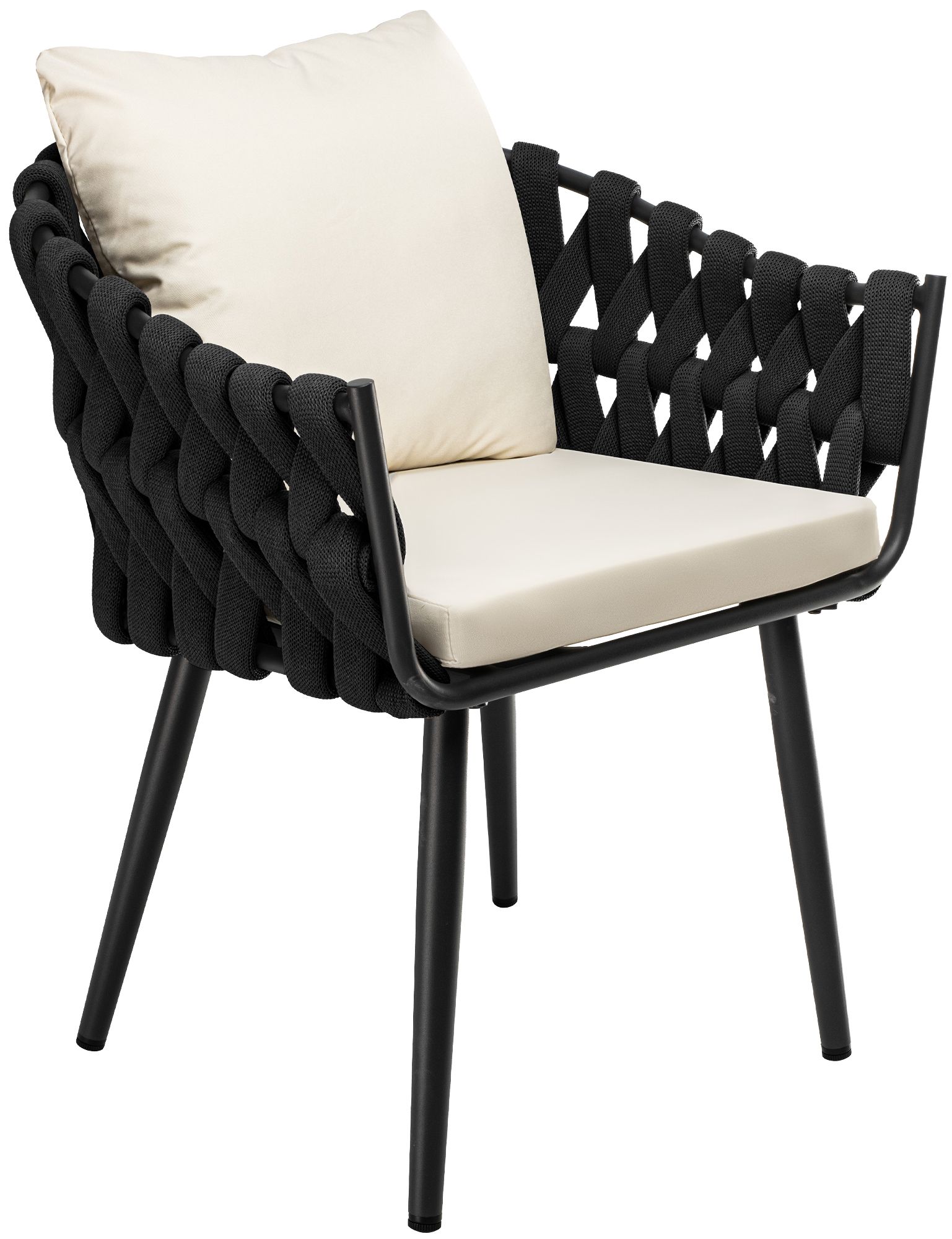 Gartensessel Naxos Anthrazit mit Sitzkissen creme