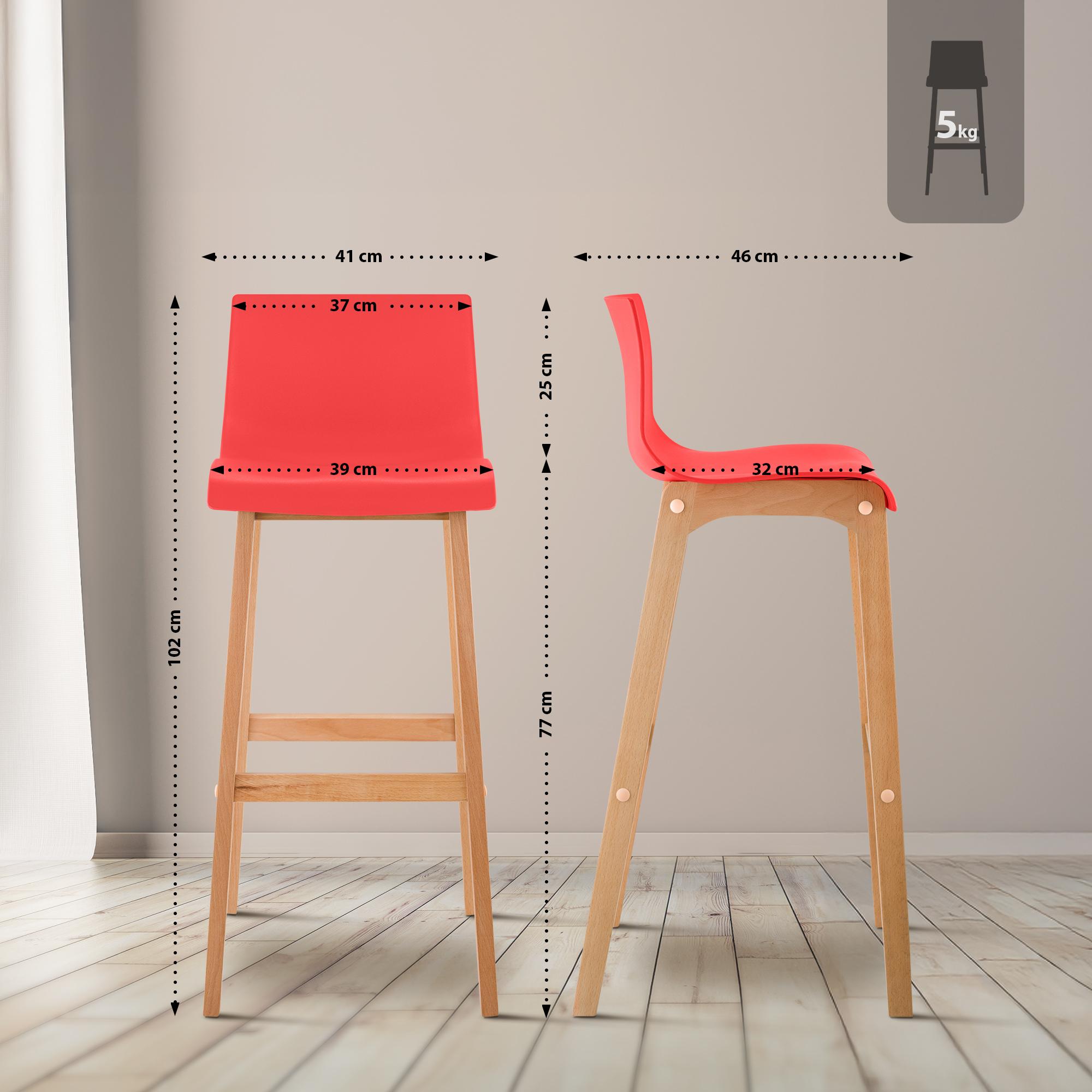 2er Set Barhocker Hover Kunststoff Vierfußgestell Natura