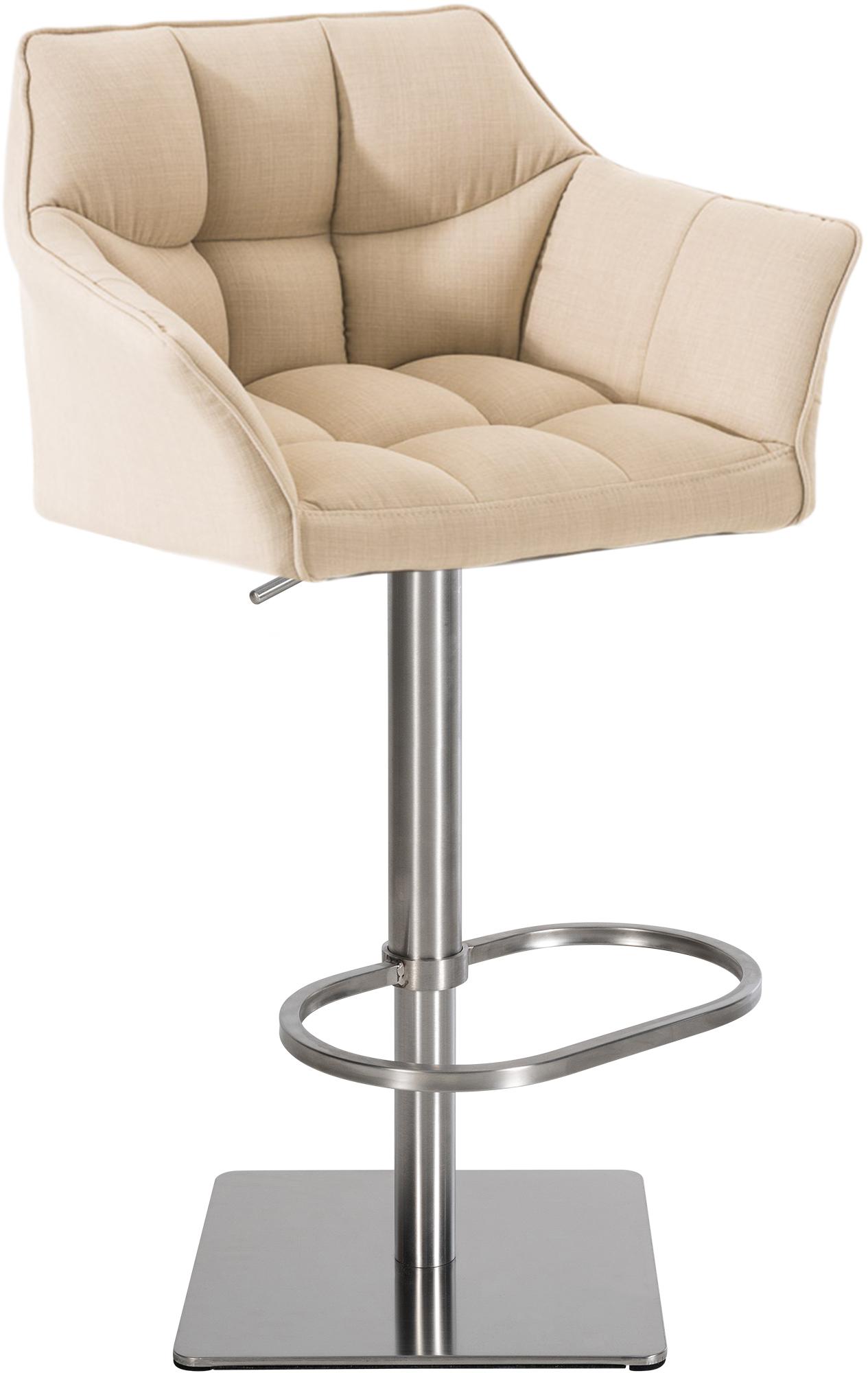 Barhocker Damaso Stoffbezug creme edelstahl
