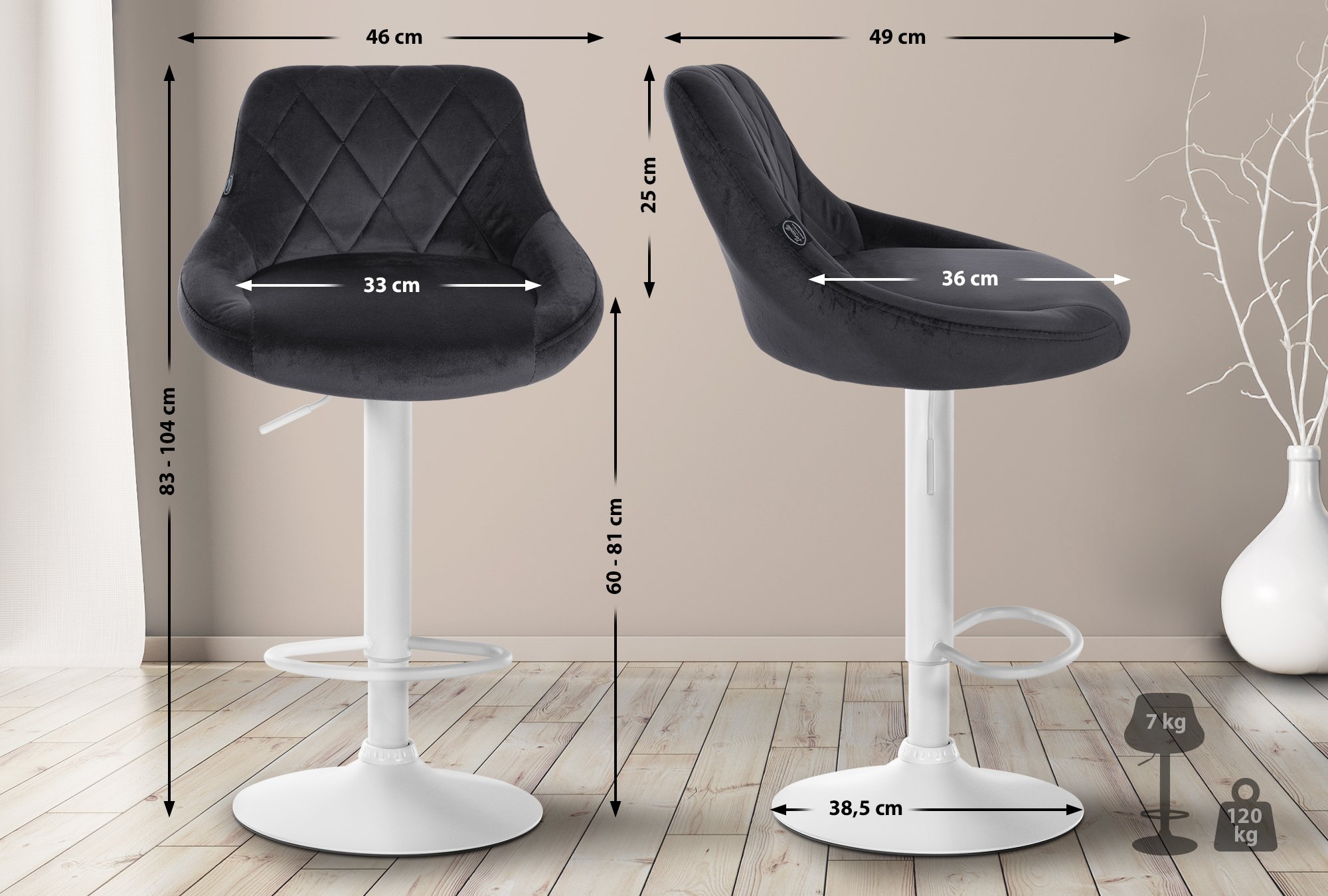 2er Set Barhocker Lazio Samt