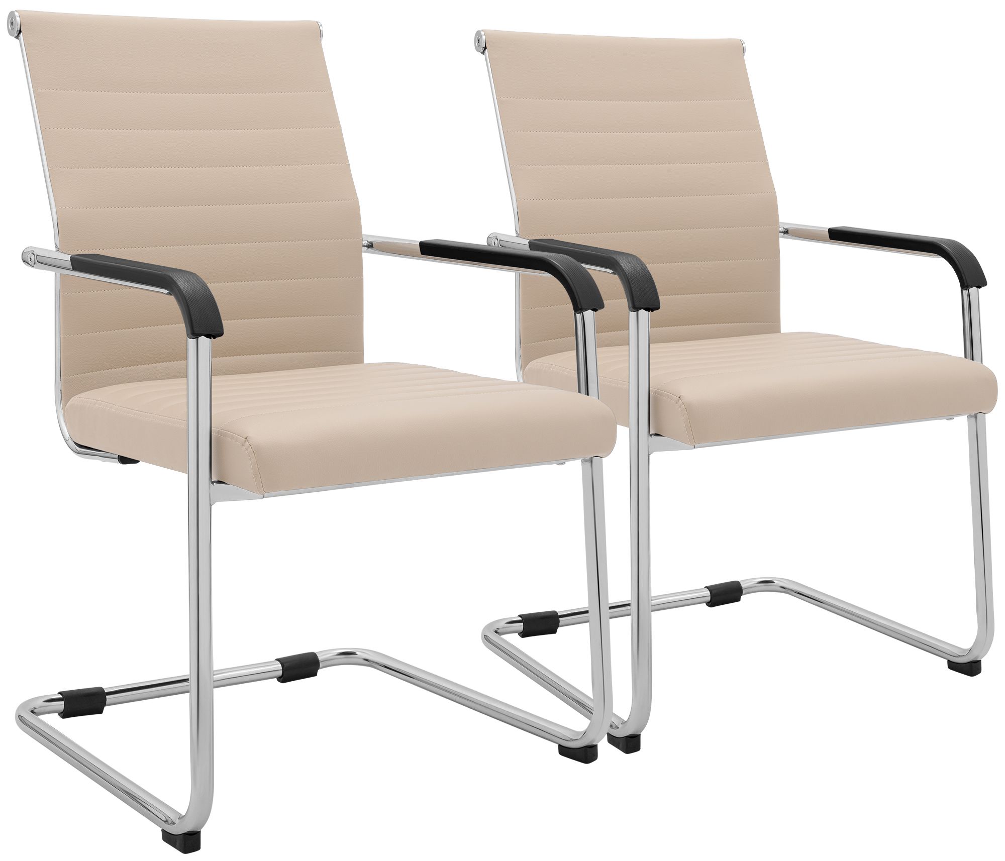 2er Set Freischwinger Hakon Lederoptik creme