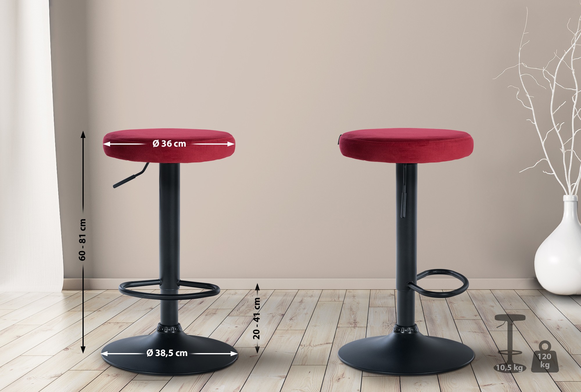 2er Set Barhocker Ponte Samt