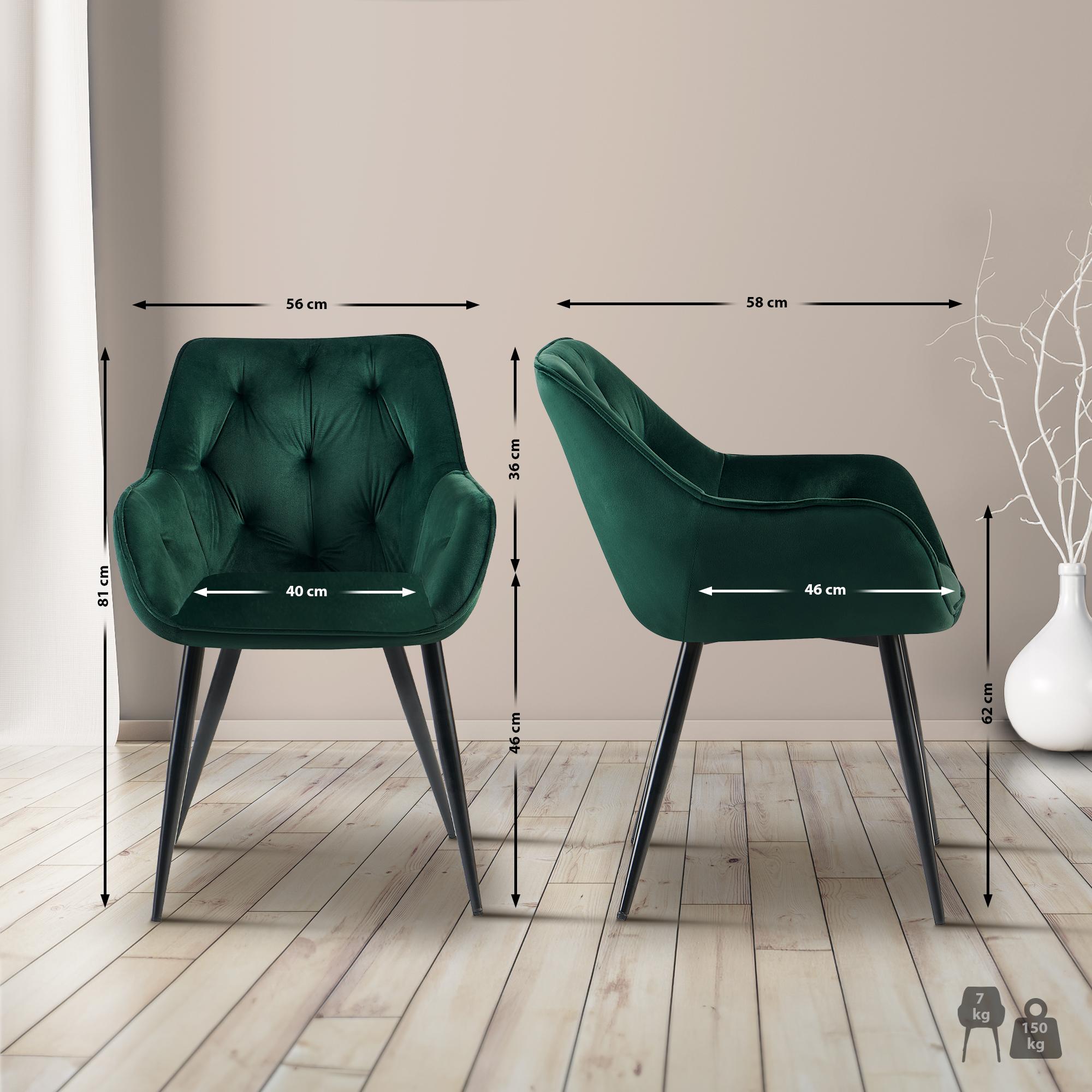 2er Set Esszimmerstühle Cassis Samtbezug