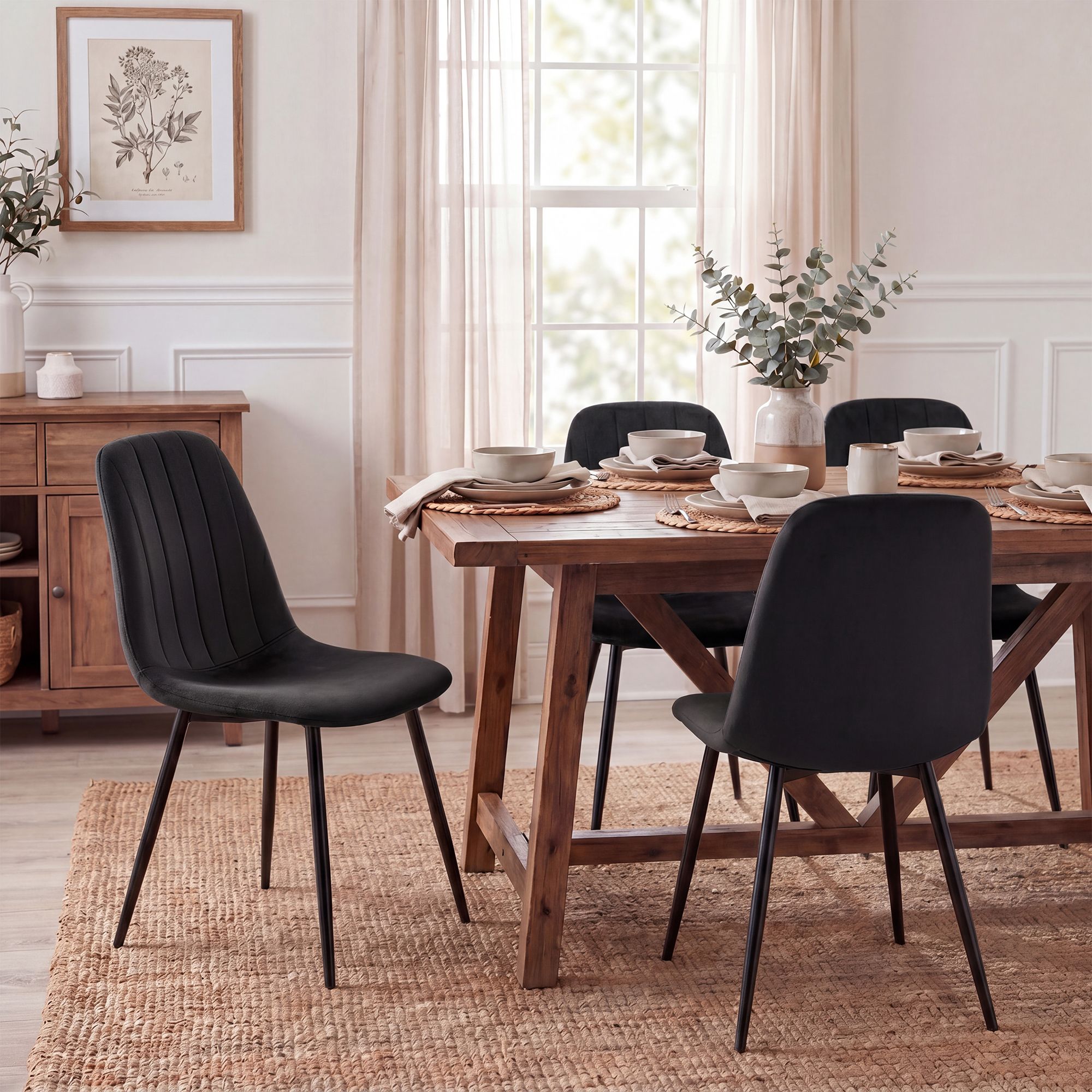 4er Set Esszimmerstühle Baxter Samt