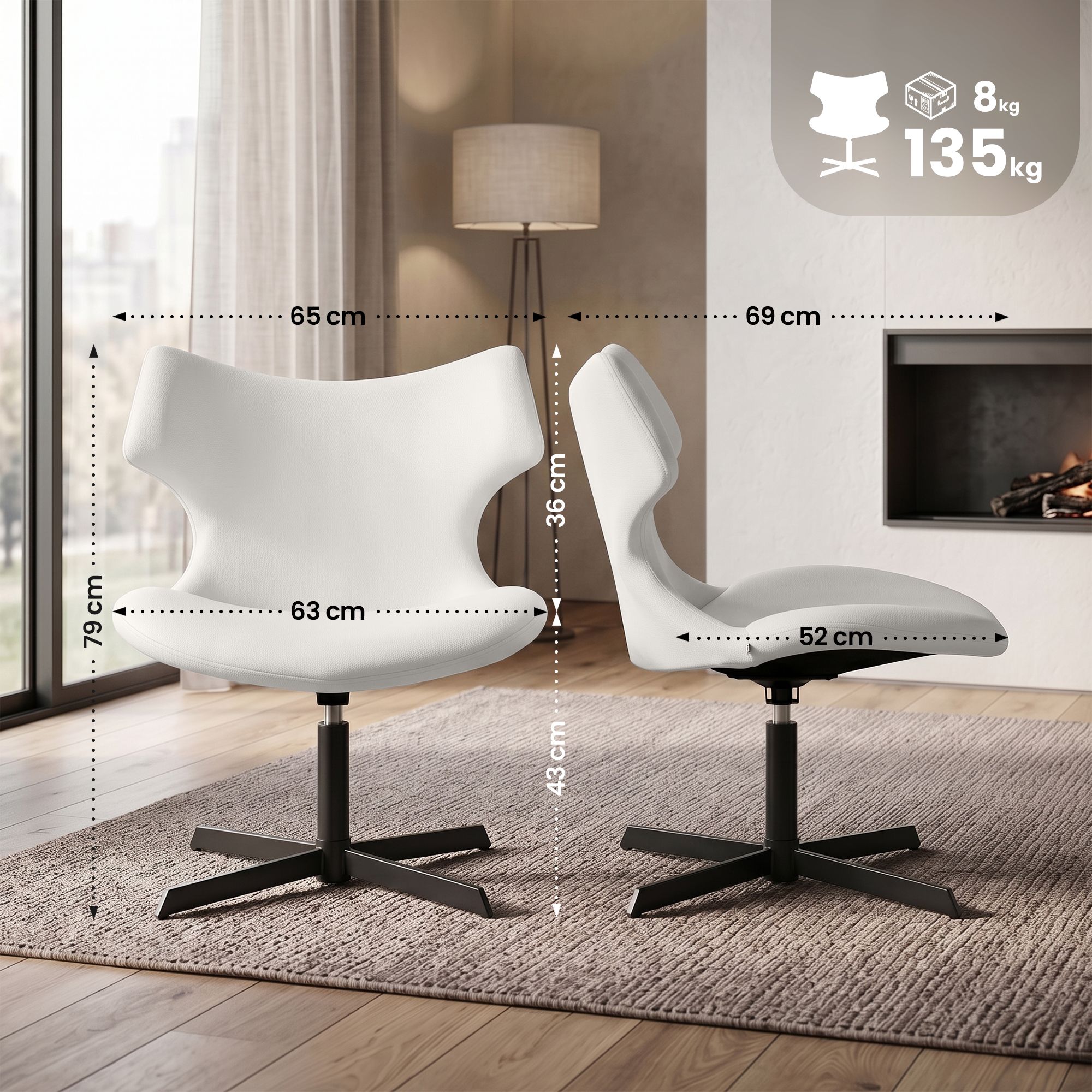 2er Set Loungestühle Welland Lederoptik