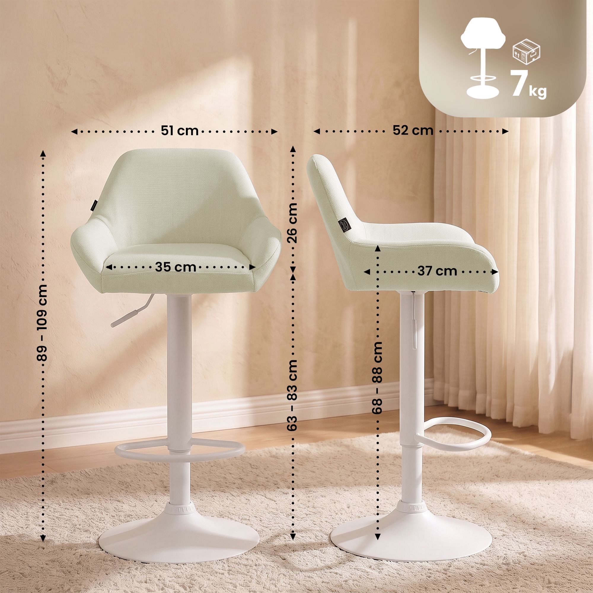 2er Set Barhocker Braga Stoff