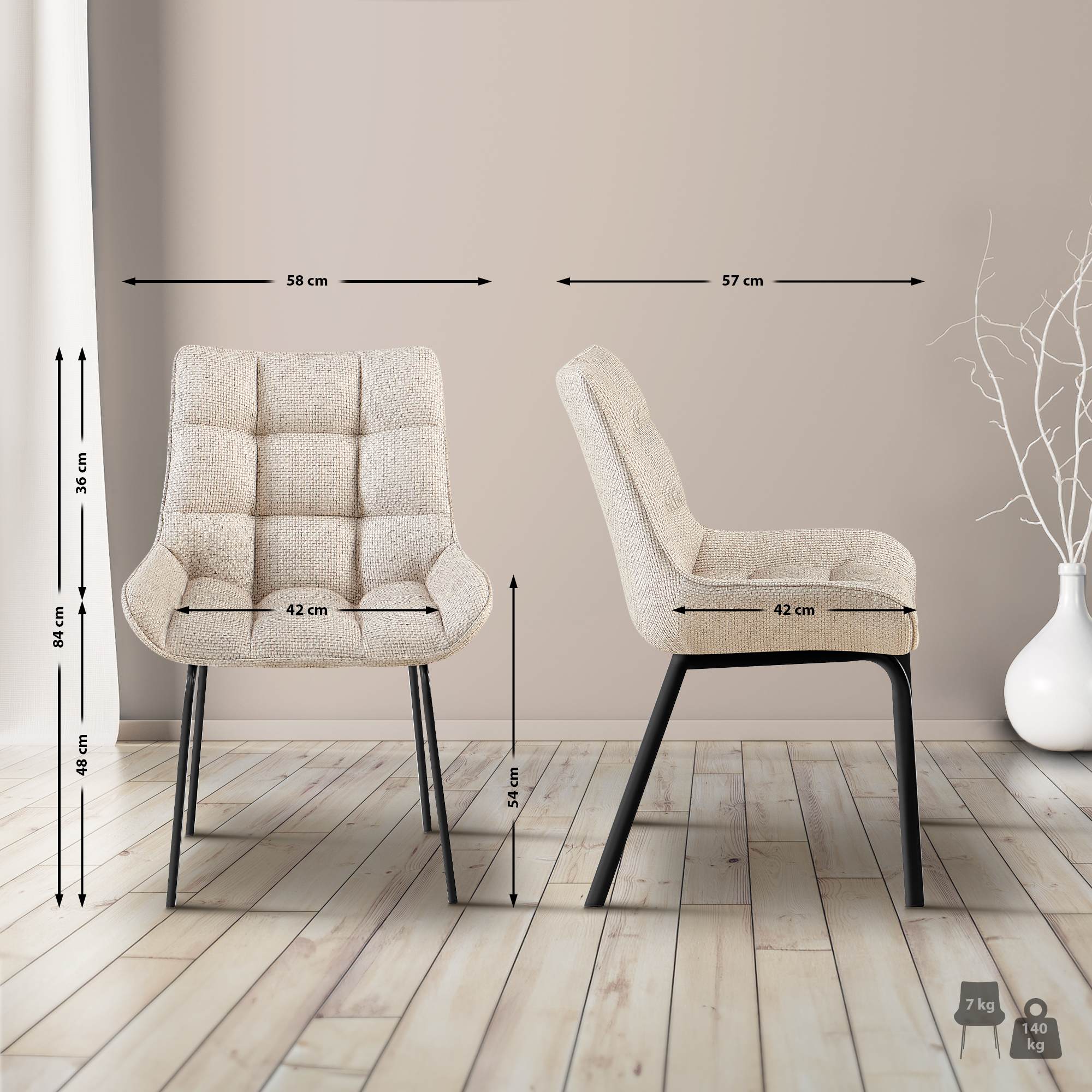 2er Set Esszimmerstuhl Saranda