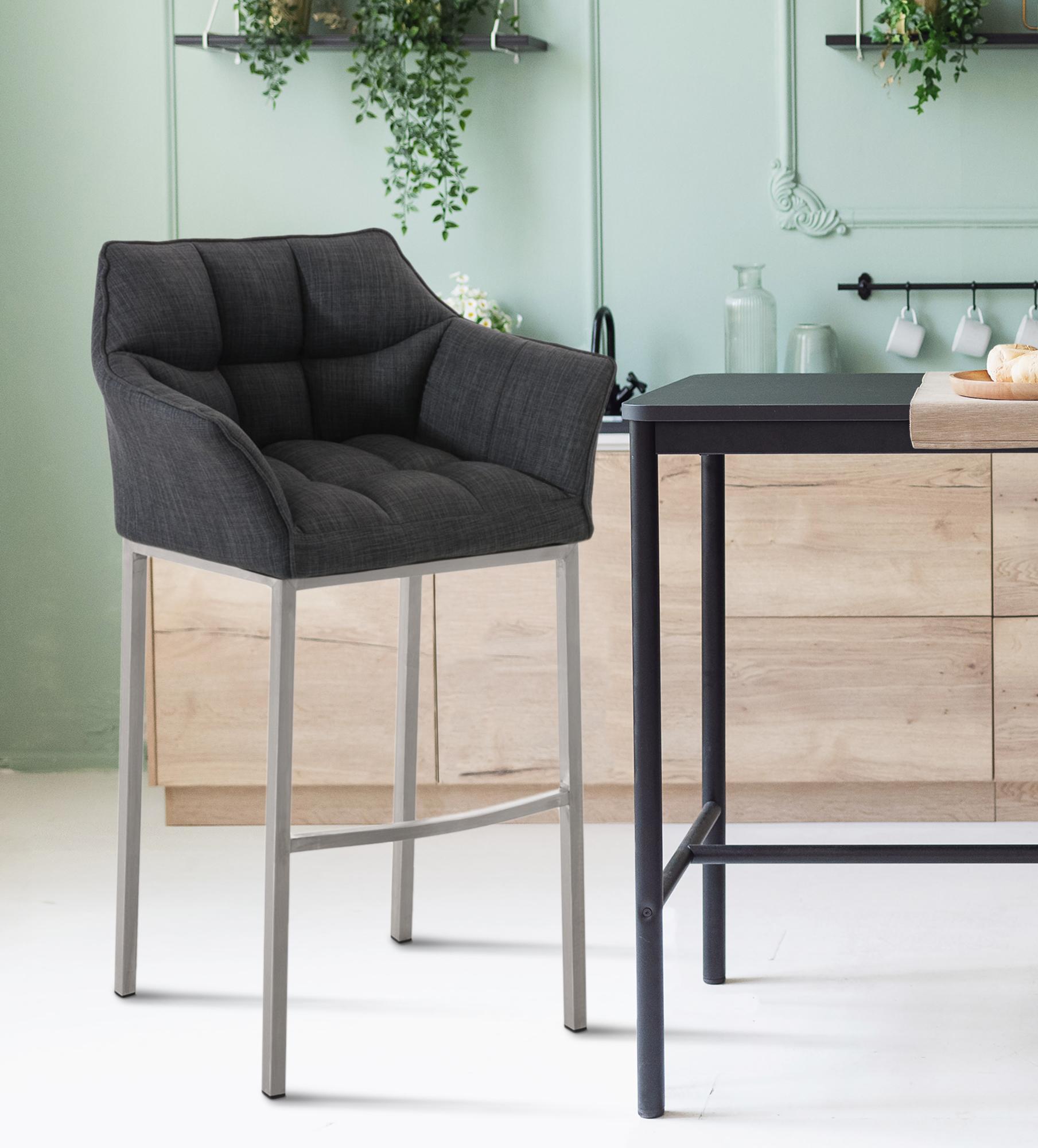 2er Set Barhocker Damaso Stoff mit Vierfußgestellen
