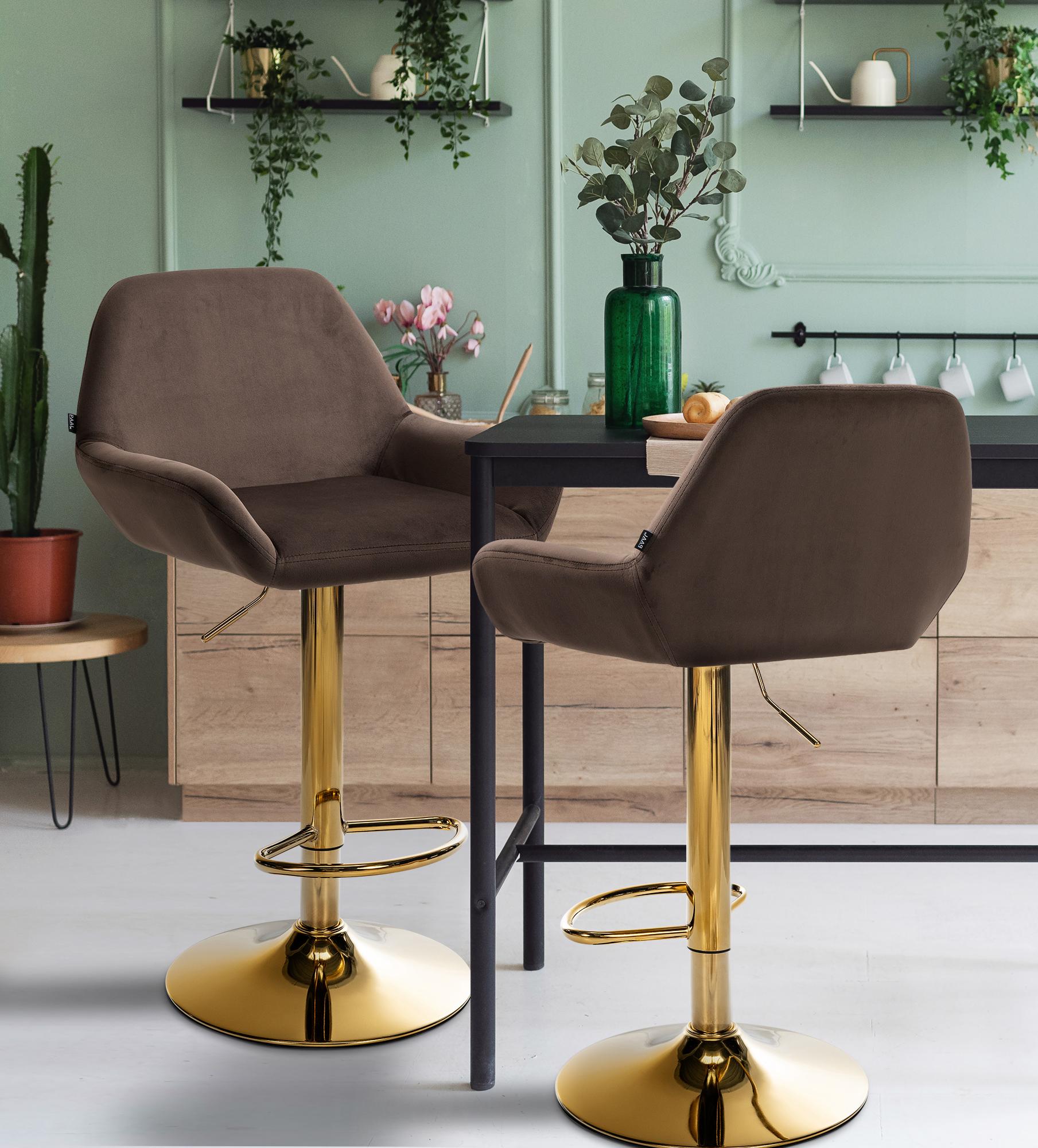 2er Set Barhocker Braga Gold Samt
