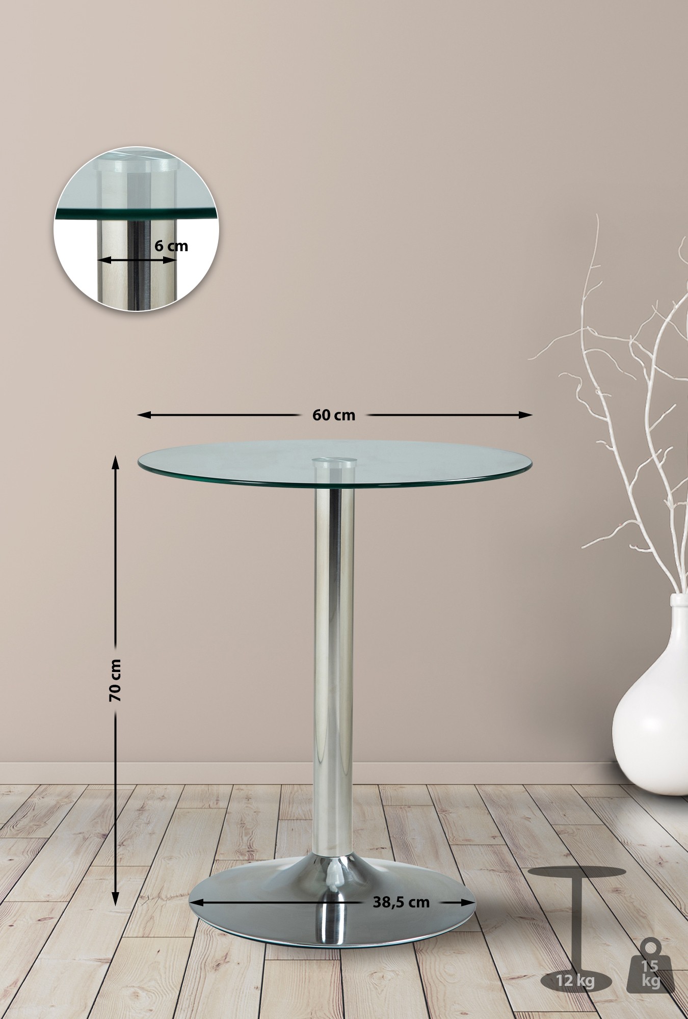 Glastisch Höhe 70 cm | 1025033