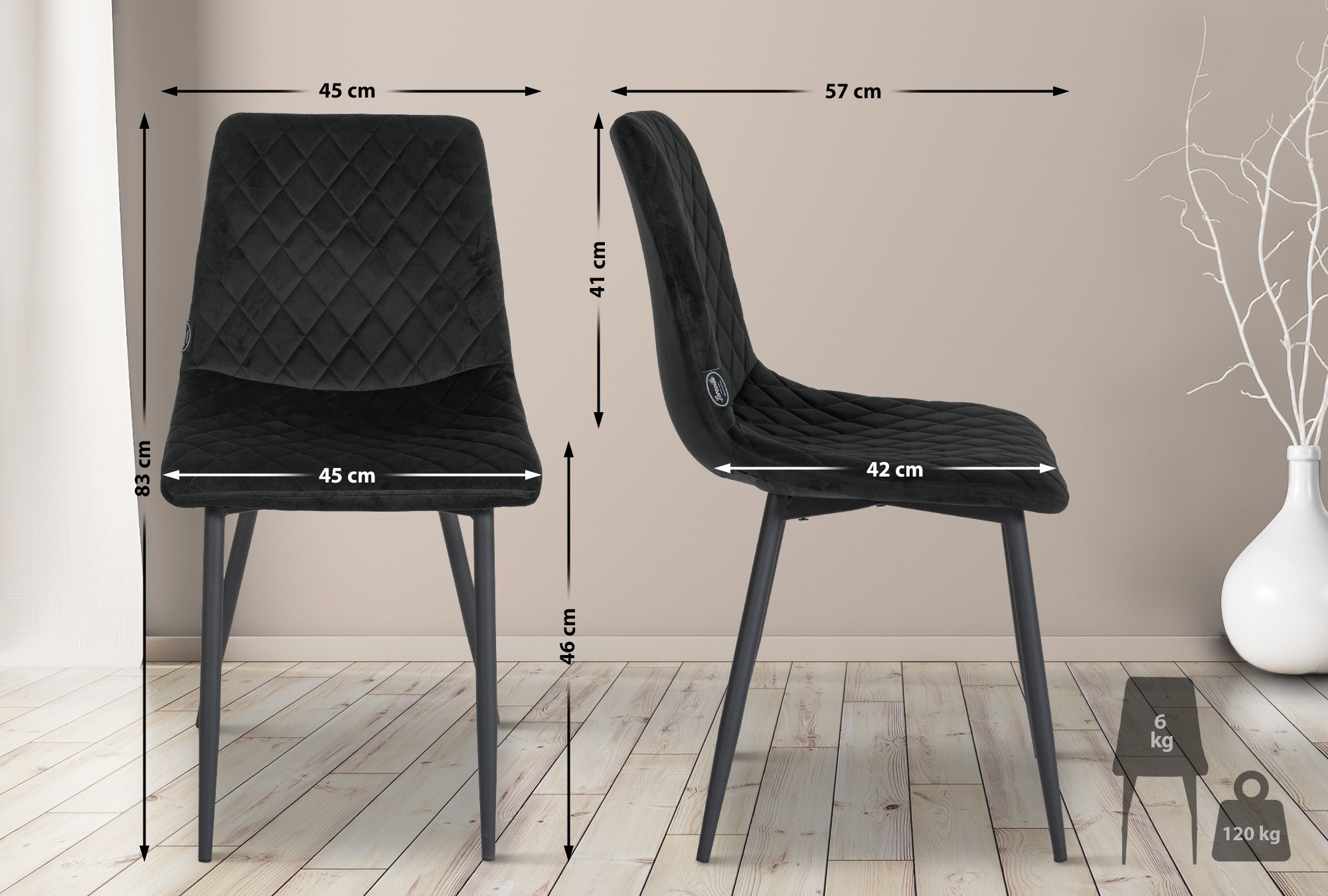 4er Set Stühle Telde Samt