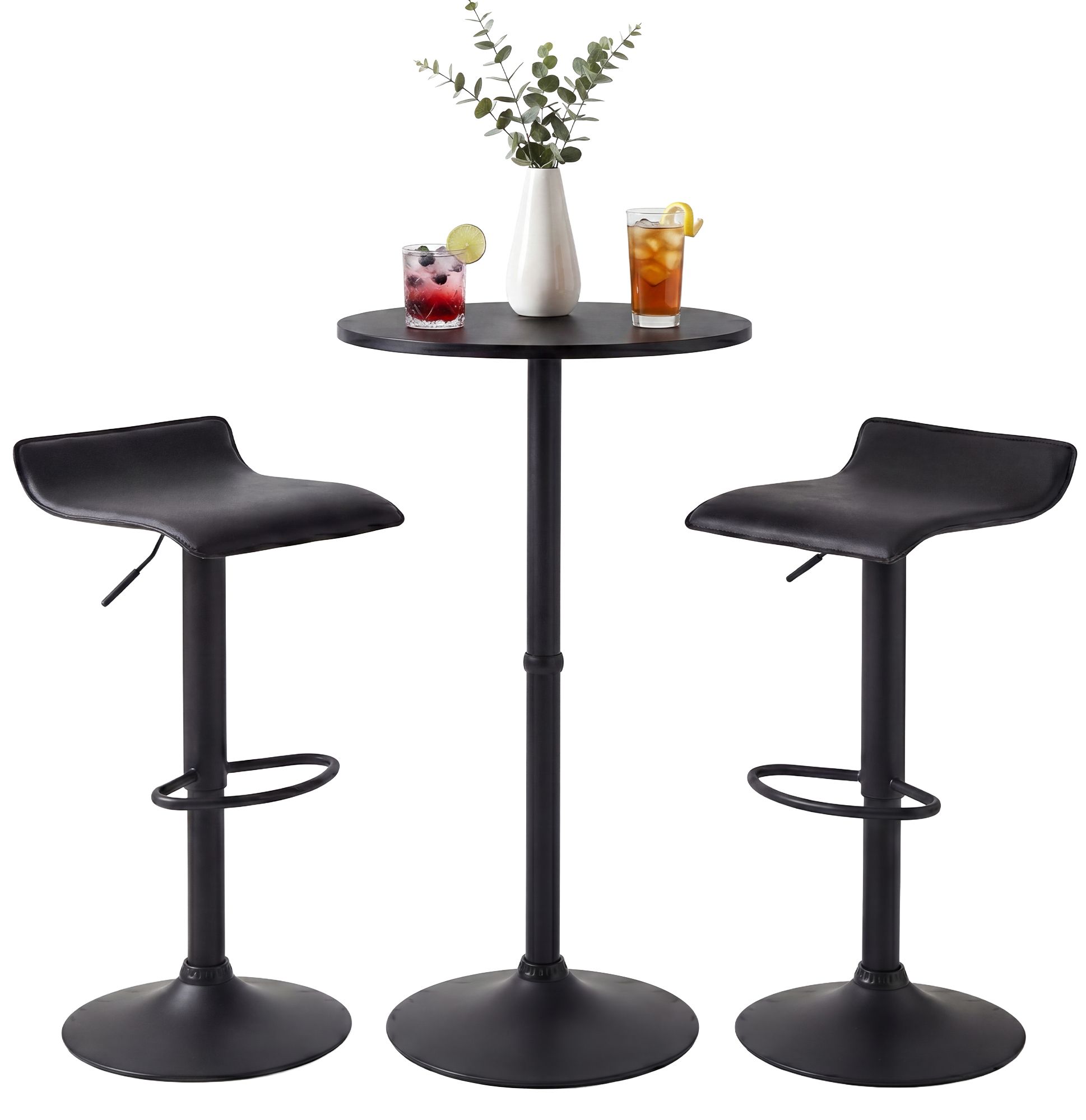Bartisch-Set Lumo mit zwei Barhockern schwarz