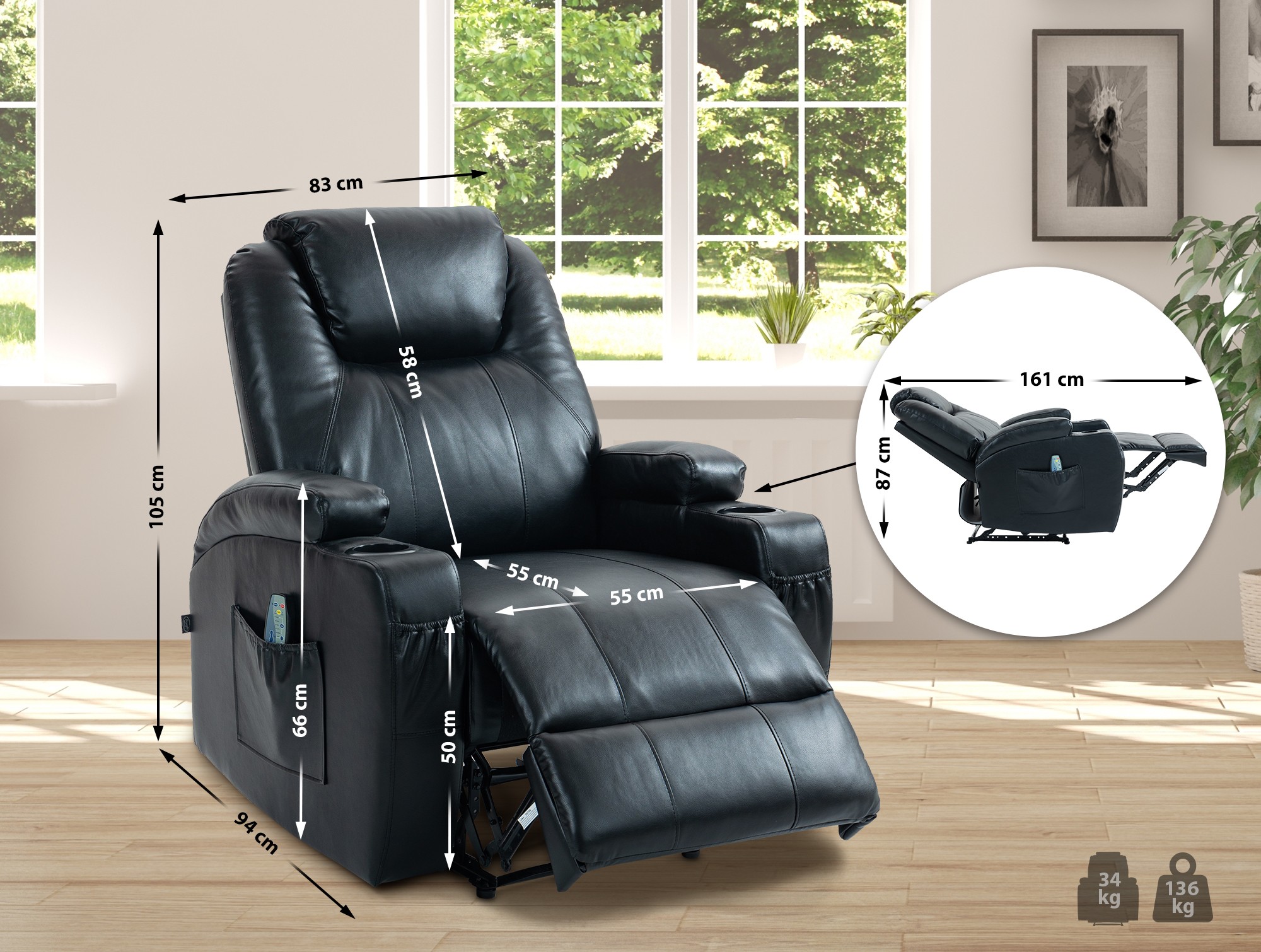 Sessel Galena mit Massagefunktion