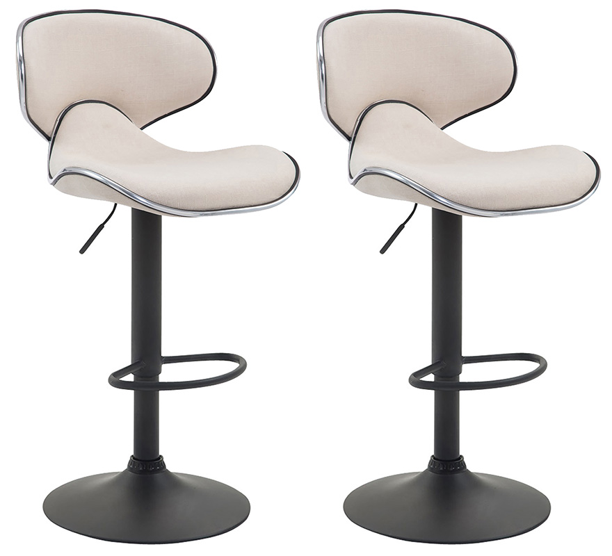 2er Set Barhocker Las Vegas V2 Stoff creme schwarz