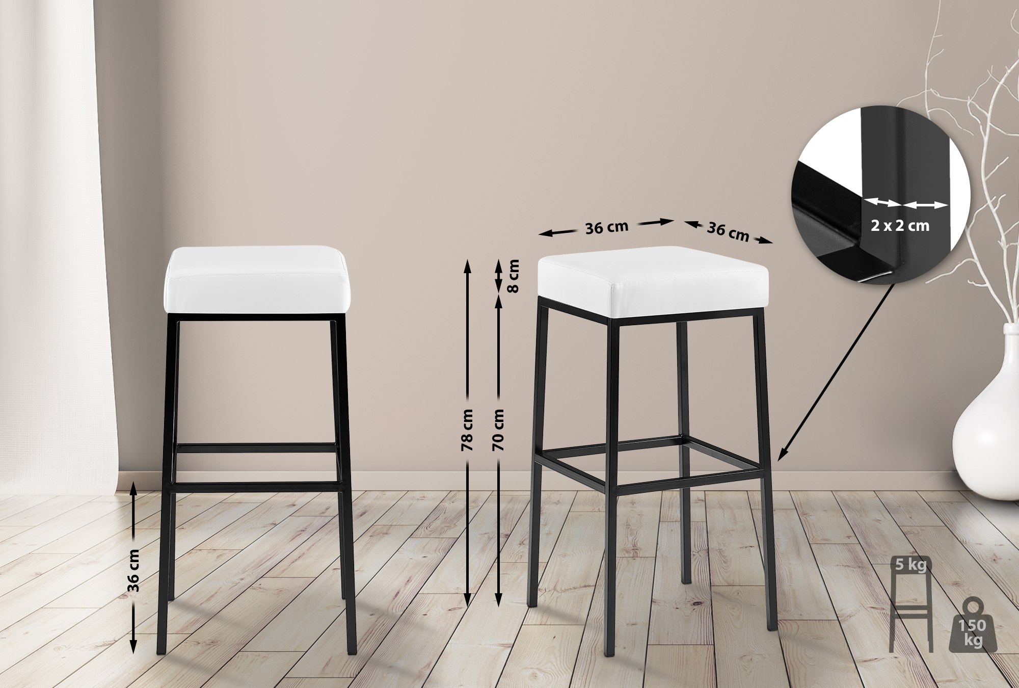 2er Set Barhocker Montreal Kunstlederbezug