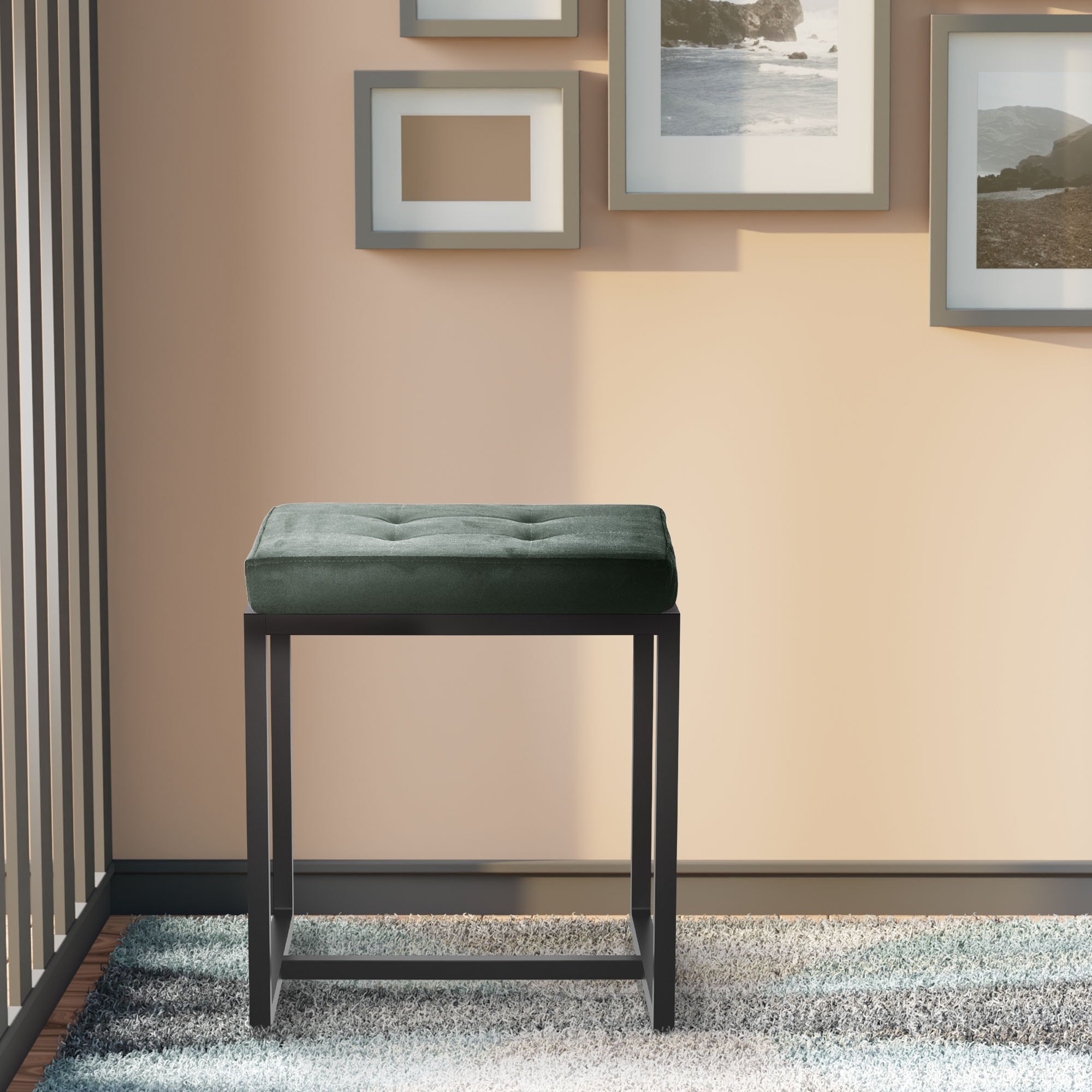 Sitzhocker Barci mit schwarzem Gestell