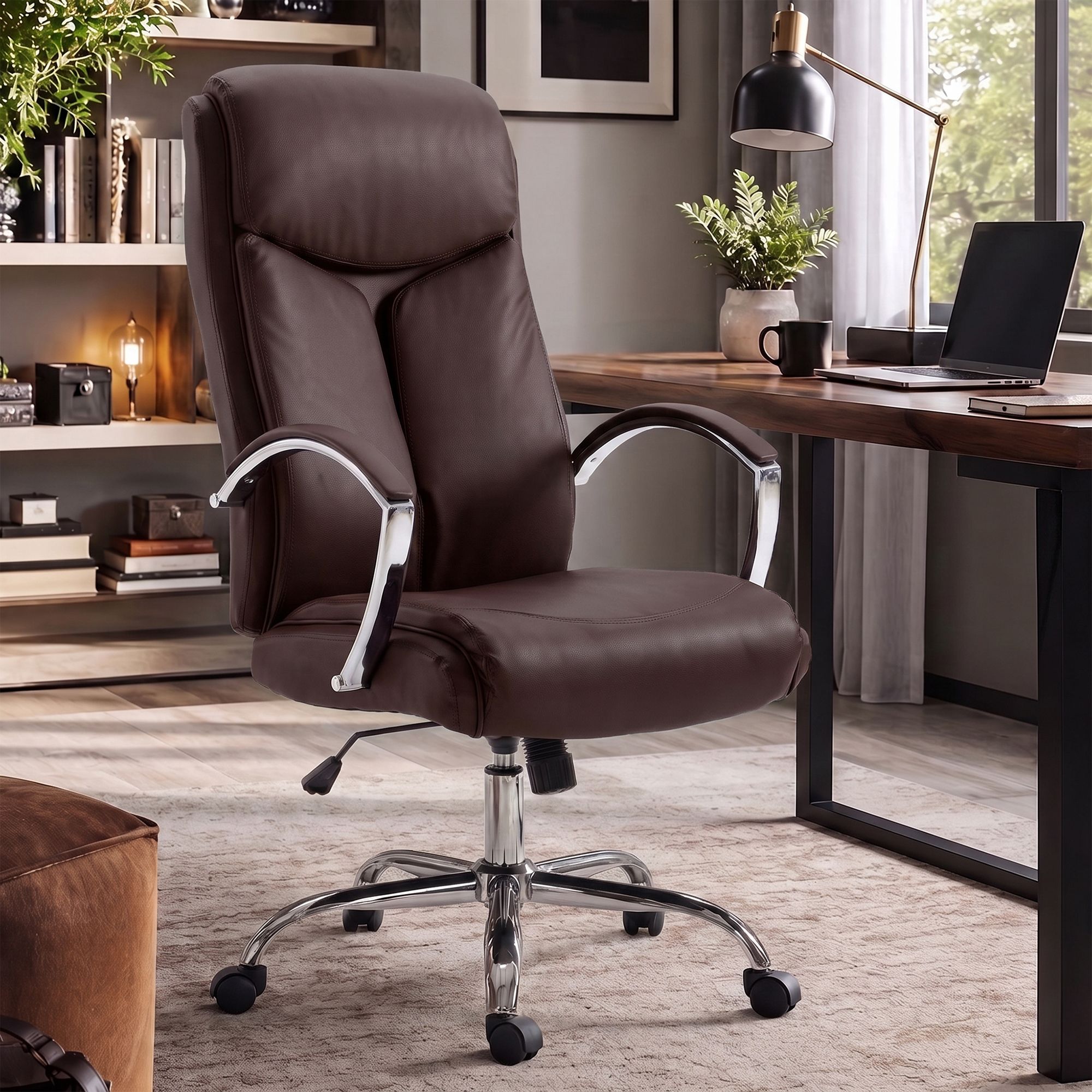 Bürostuhl Arlen Lederoptik braun