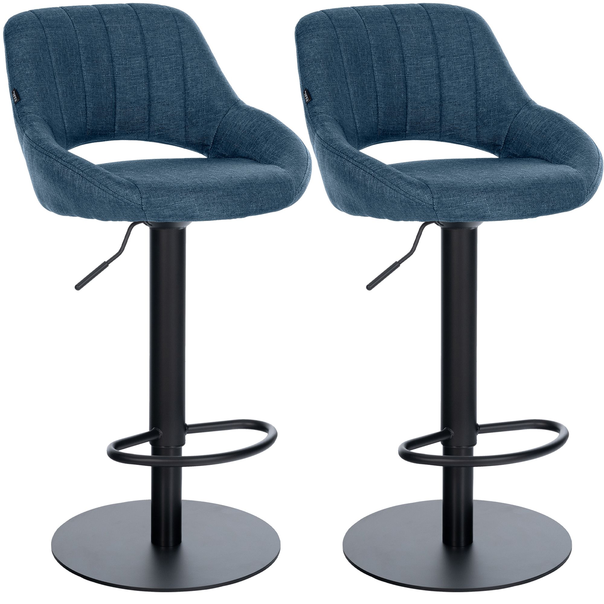 2er Set Barhocker Milet Schwarz mit extra schweren Standfüßen blau Stoff