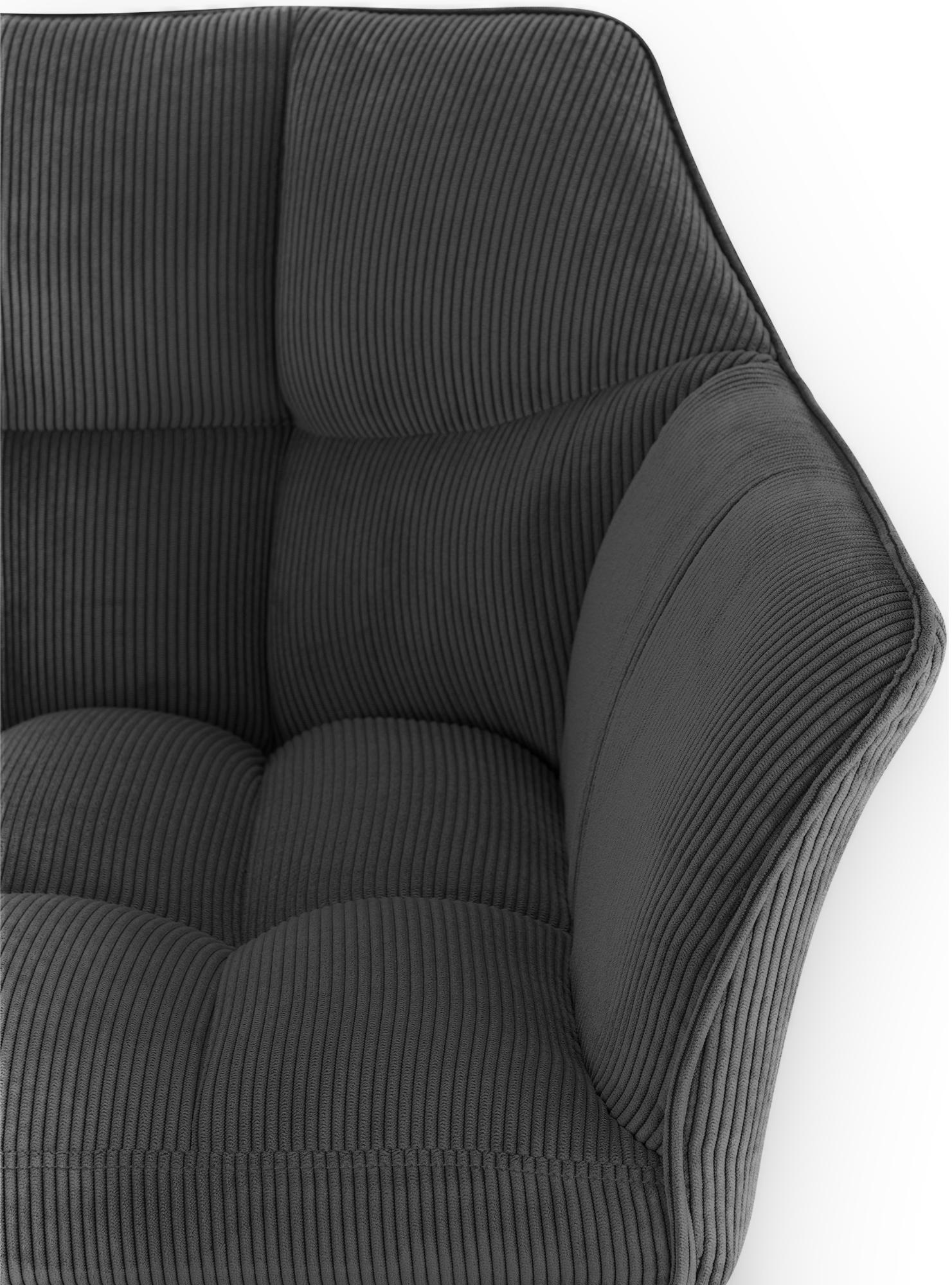 Barhocker Damaso Cord mit Vierfußgestell dunkelgrau weiß