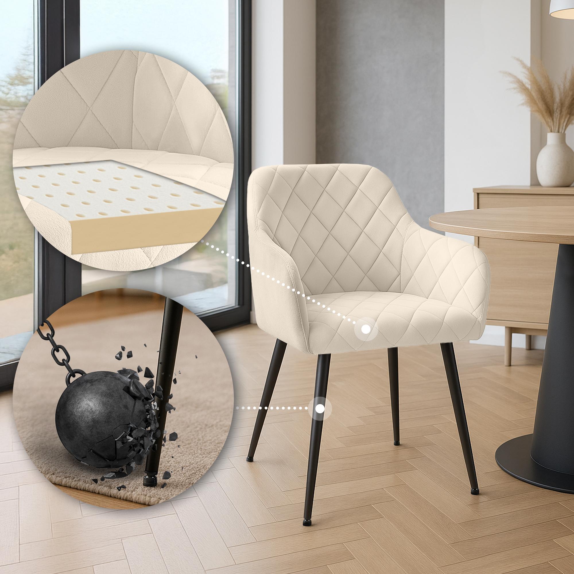 Esszimmerstuhl Monett Samt Metall matt schwarz creme