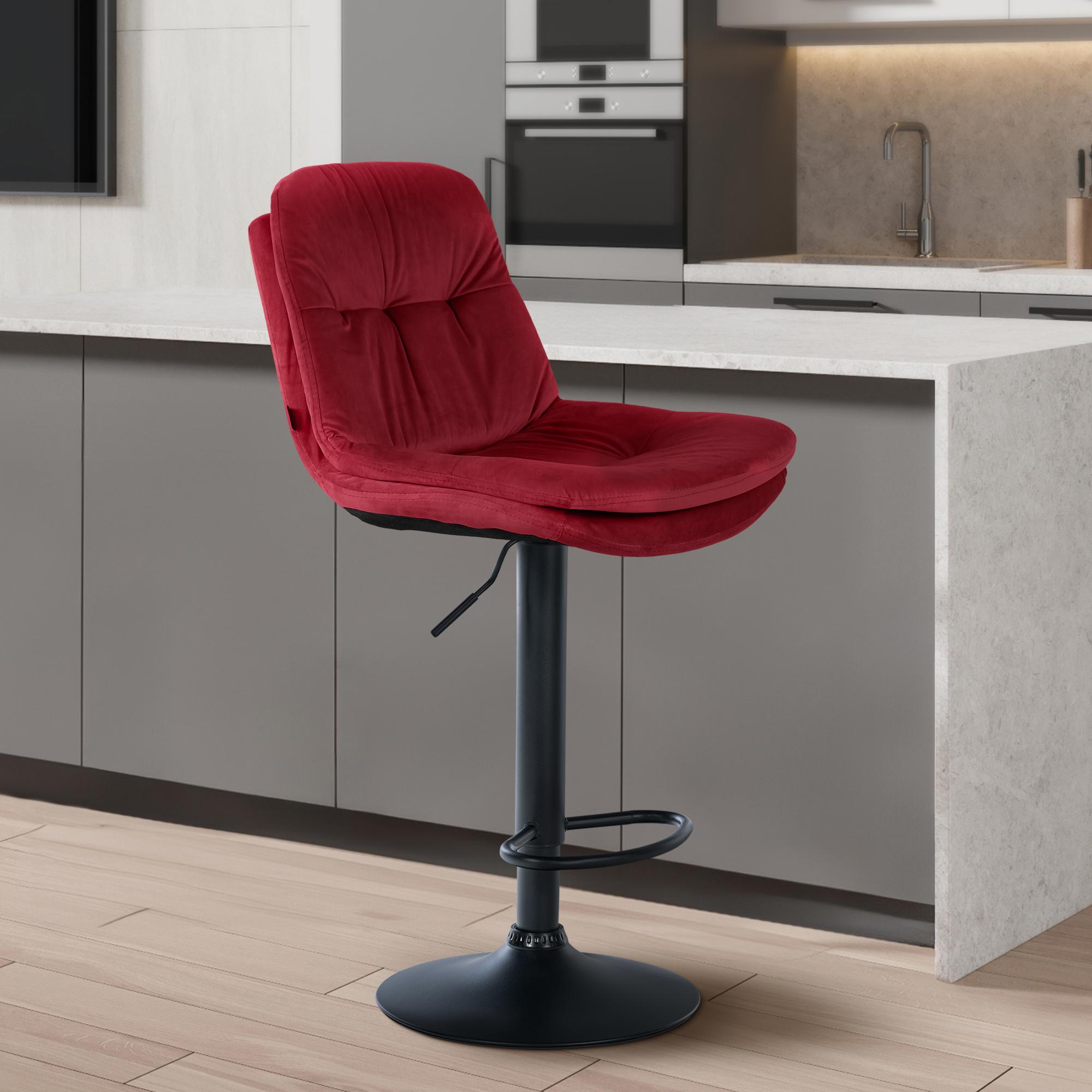 Barhocker Laurel Samt Metall matt schwarz rot