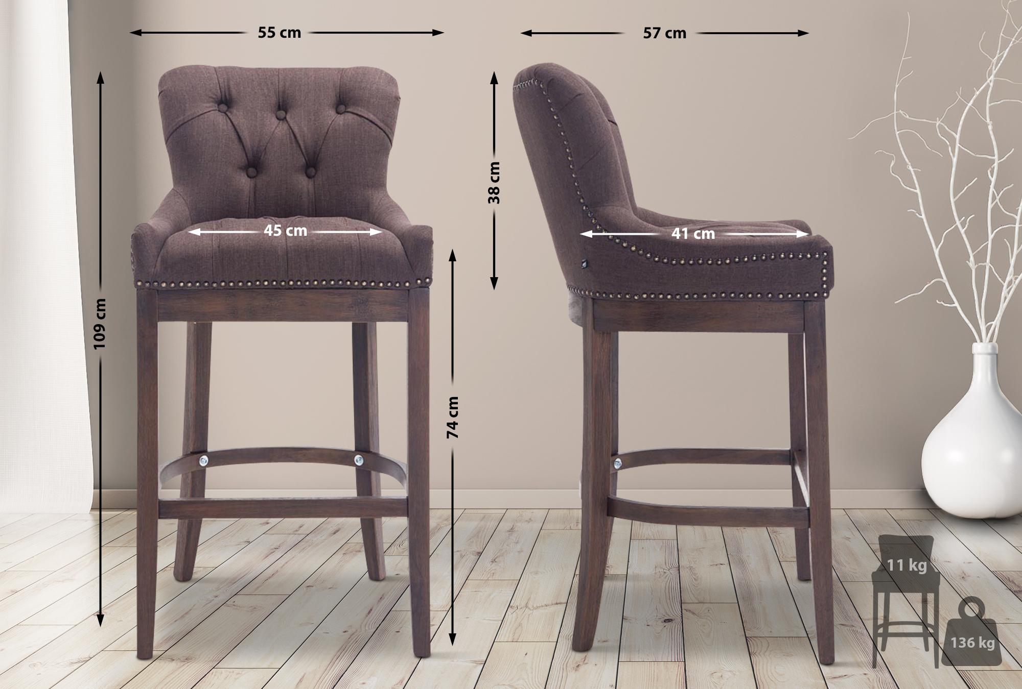Barhocker Lakewood Stoff, Antik-dunkel