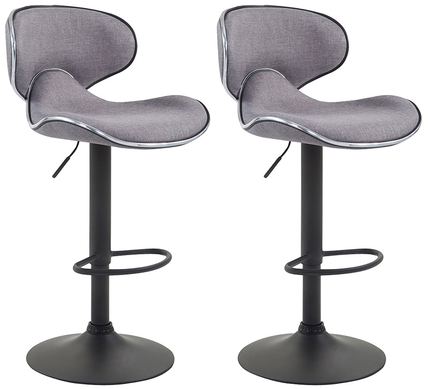 2er Set Barhocker Las Vegas V2 Stoff hellgrau schwarz