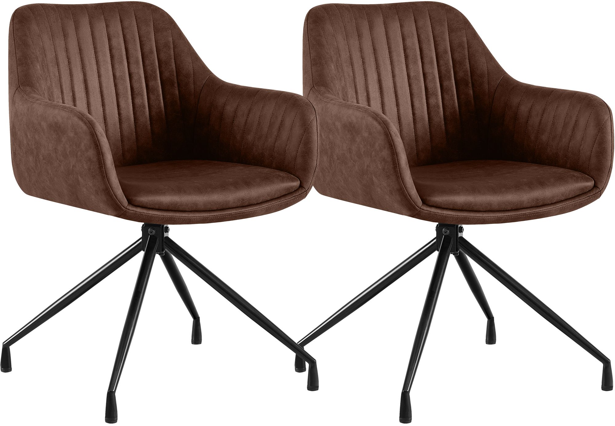 2er Set Esszimmerstühle Novanis dunkelbraun Vintage Kunstleder