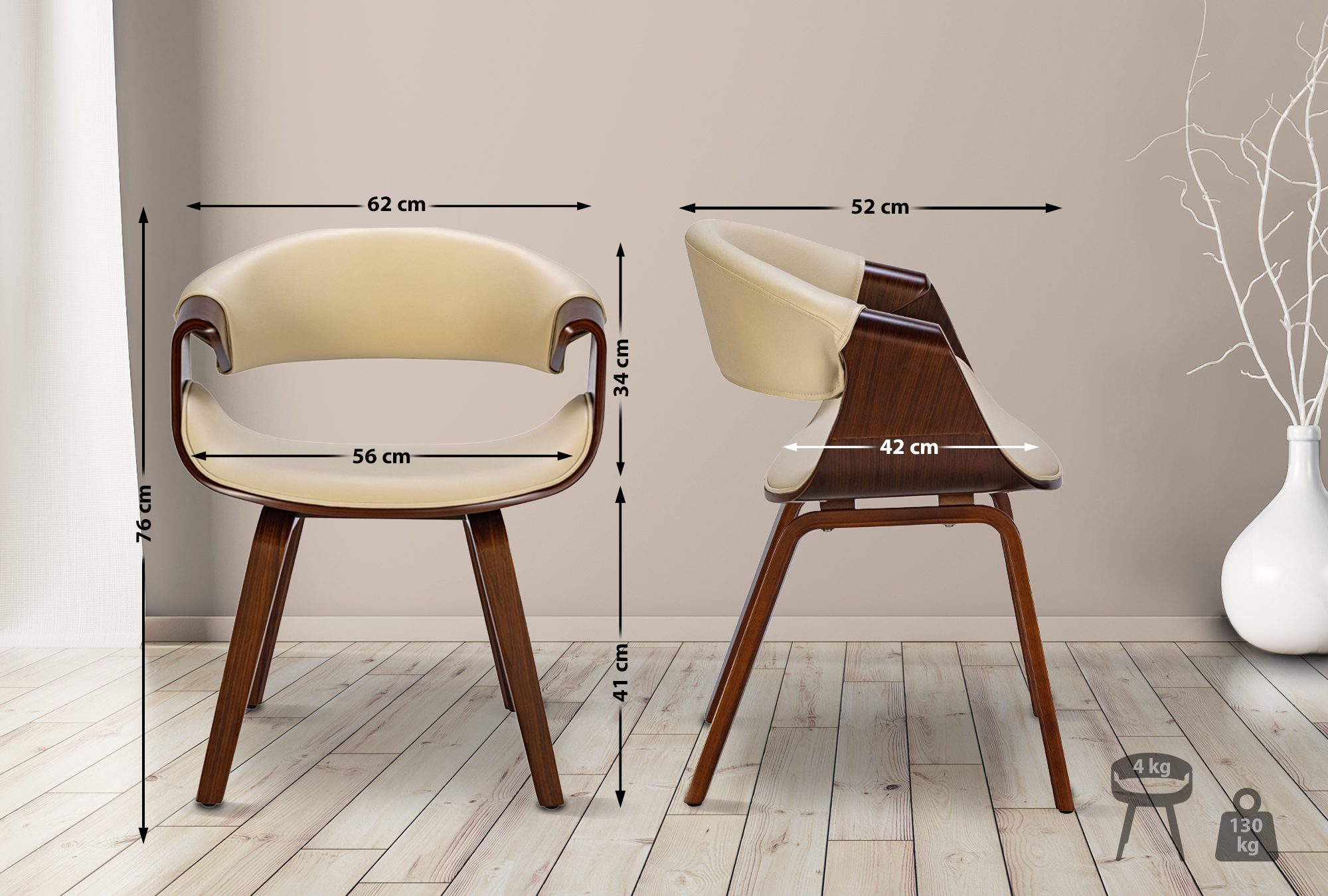 2er Set Esszimmerstuhl Foley