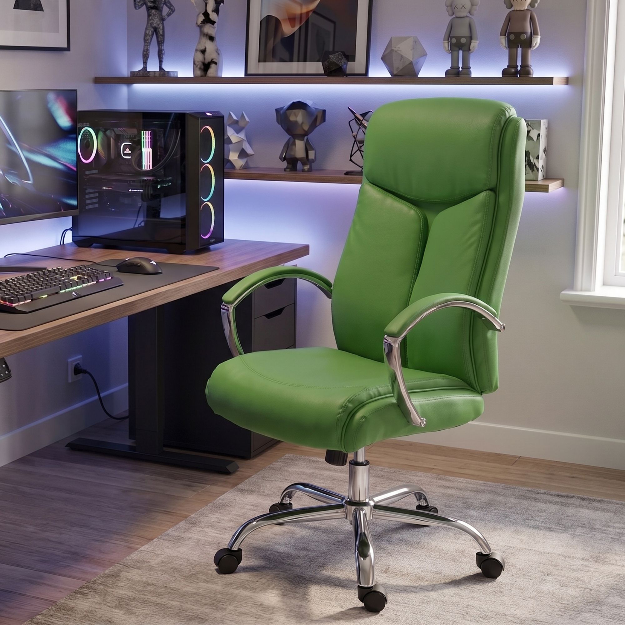 Bürostuhl Arlen Lederoptik grün