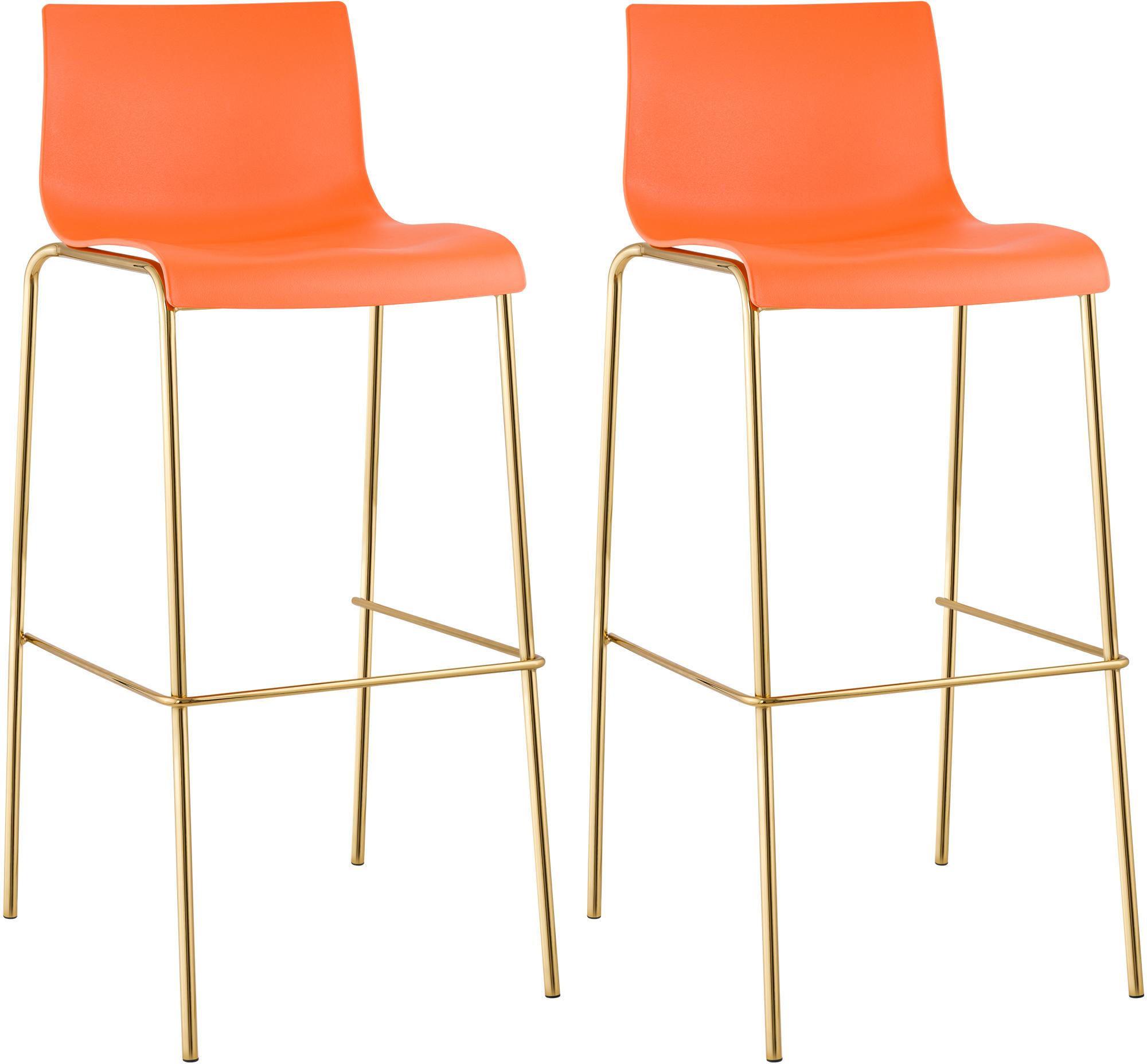 2er Set Barhocker Hover Kunststoff Vierfußgestell Gold