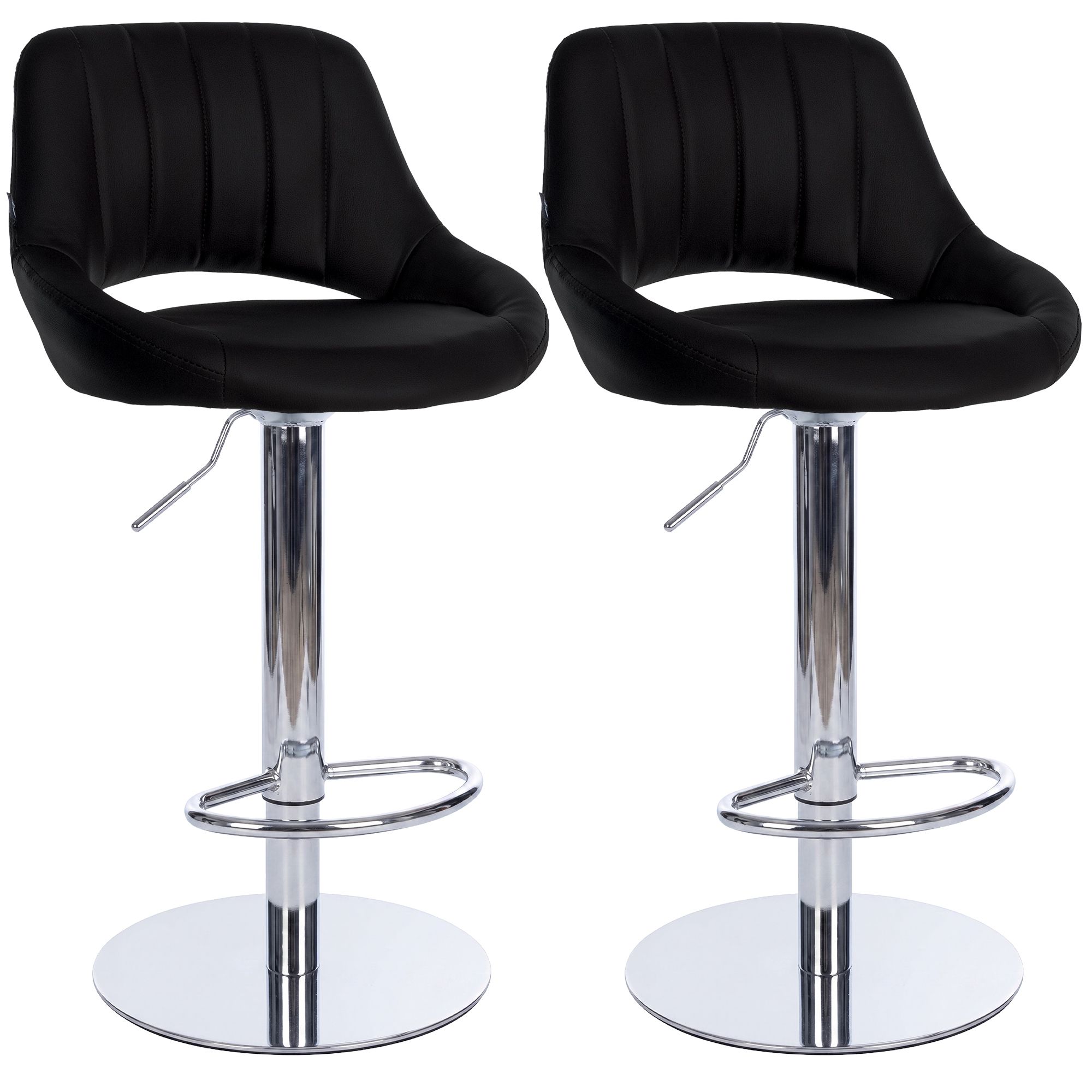 2er Set Barhocker Milet Chrom mit extra schweren Standfüßen schwarz Kunstleder