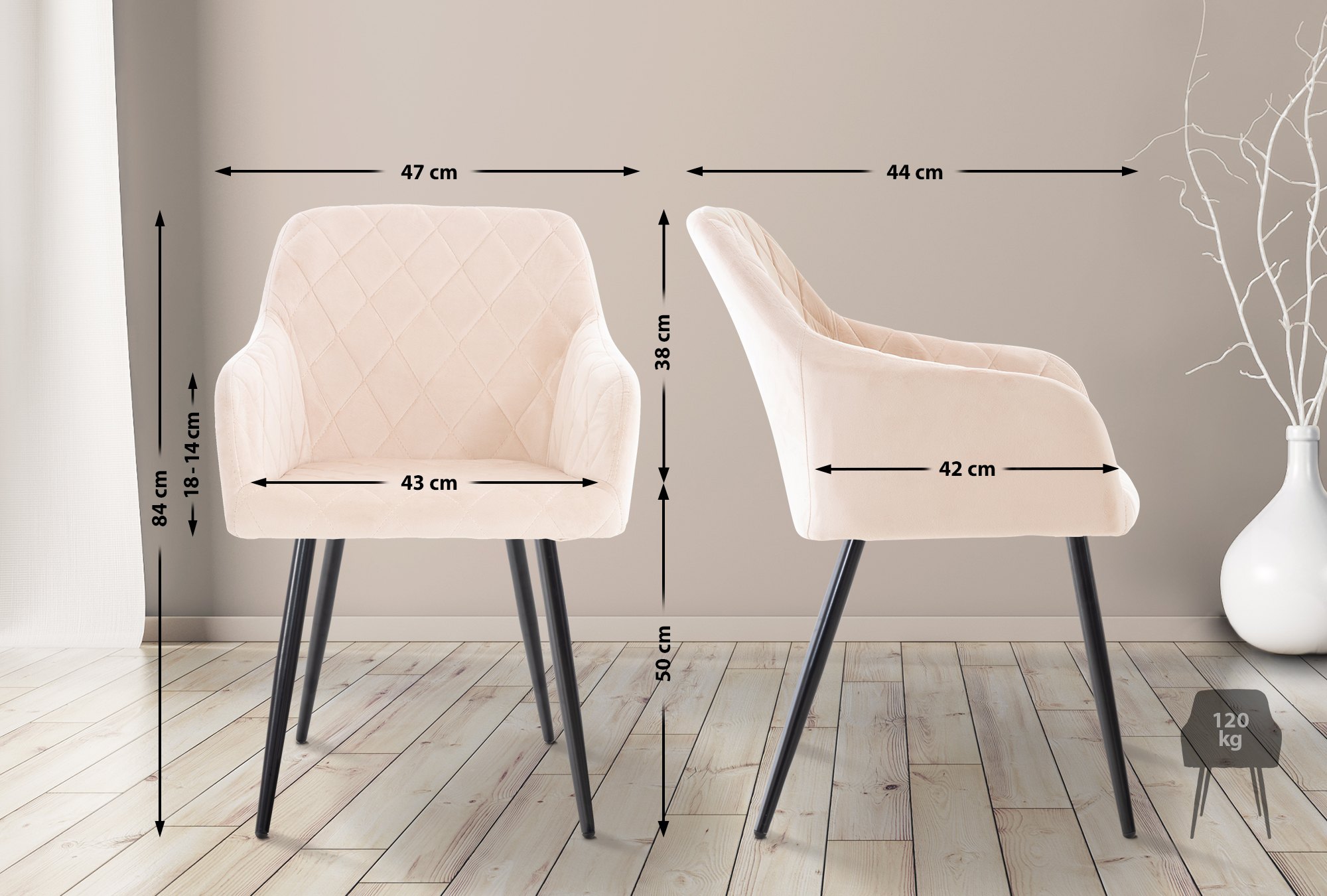 2er Set Esszimmerstuhl Shila
