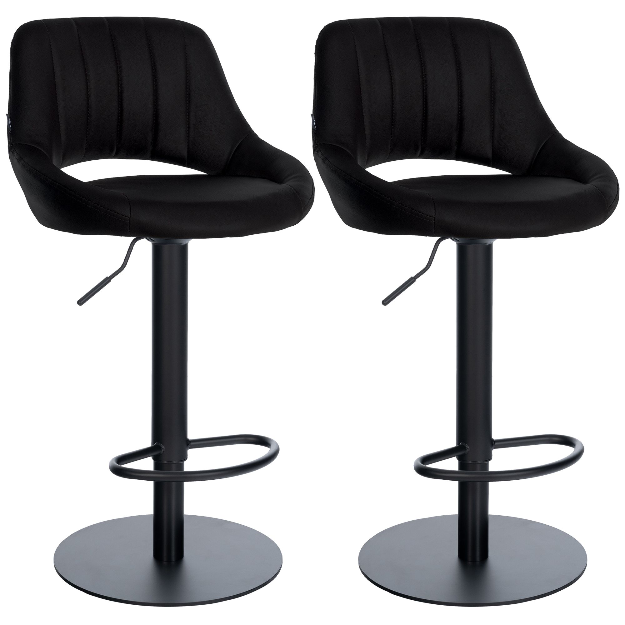 2er Set Barhocker Milet Schwarz mit extra schweren Standfüßen schwarz Kunstleder